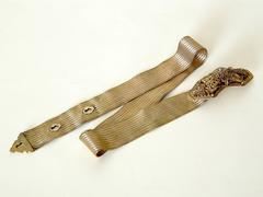 Antique Woven Sterling Mesh Belt with Gold Wash and Elaborate Filigree Buckle