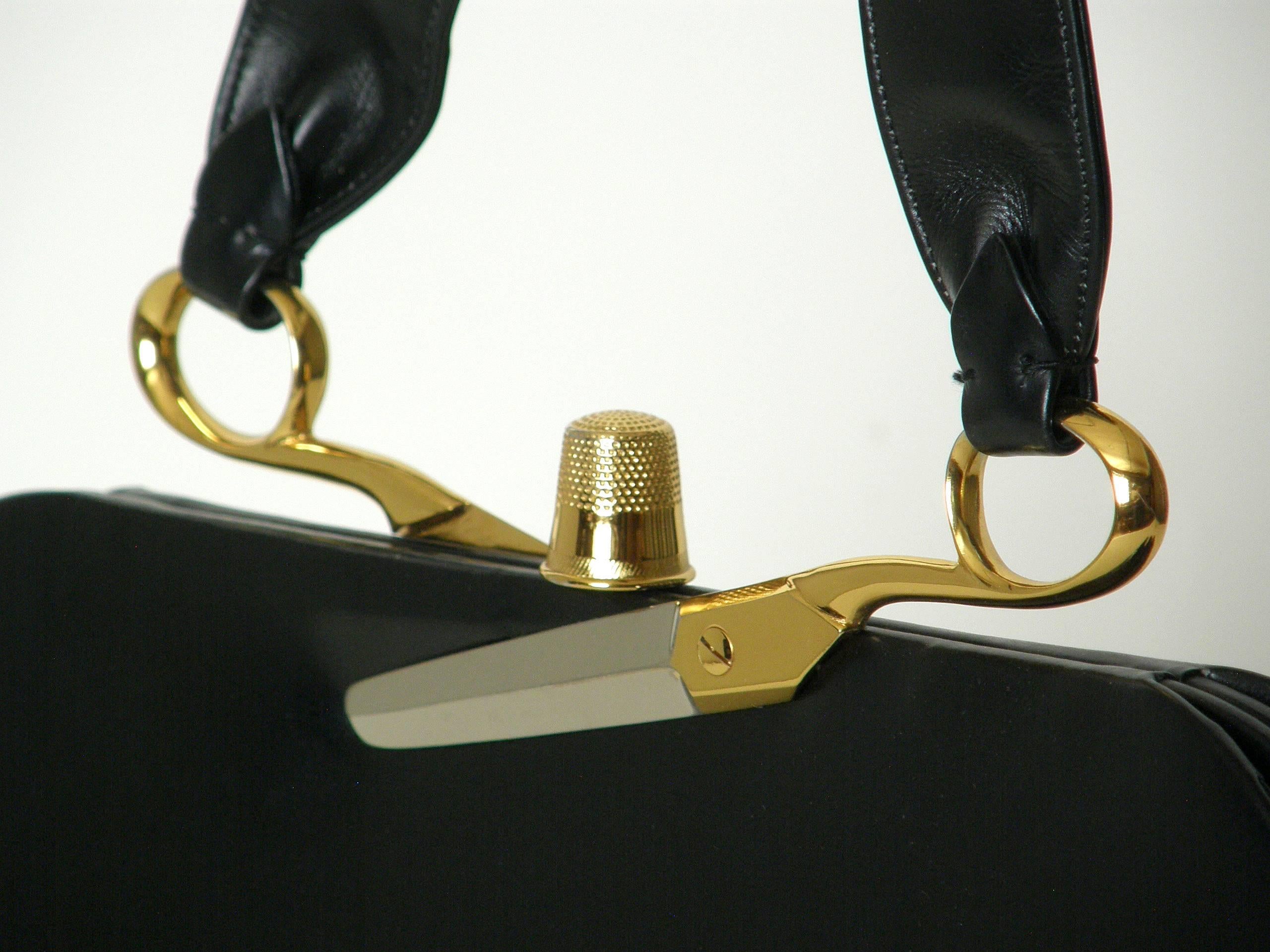 Black Koret Scissors and Thimble Handbag