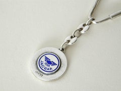 Gucci Sterling Key Chain with Blue Enameled Jaguar Automobile Logo
