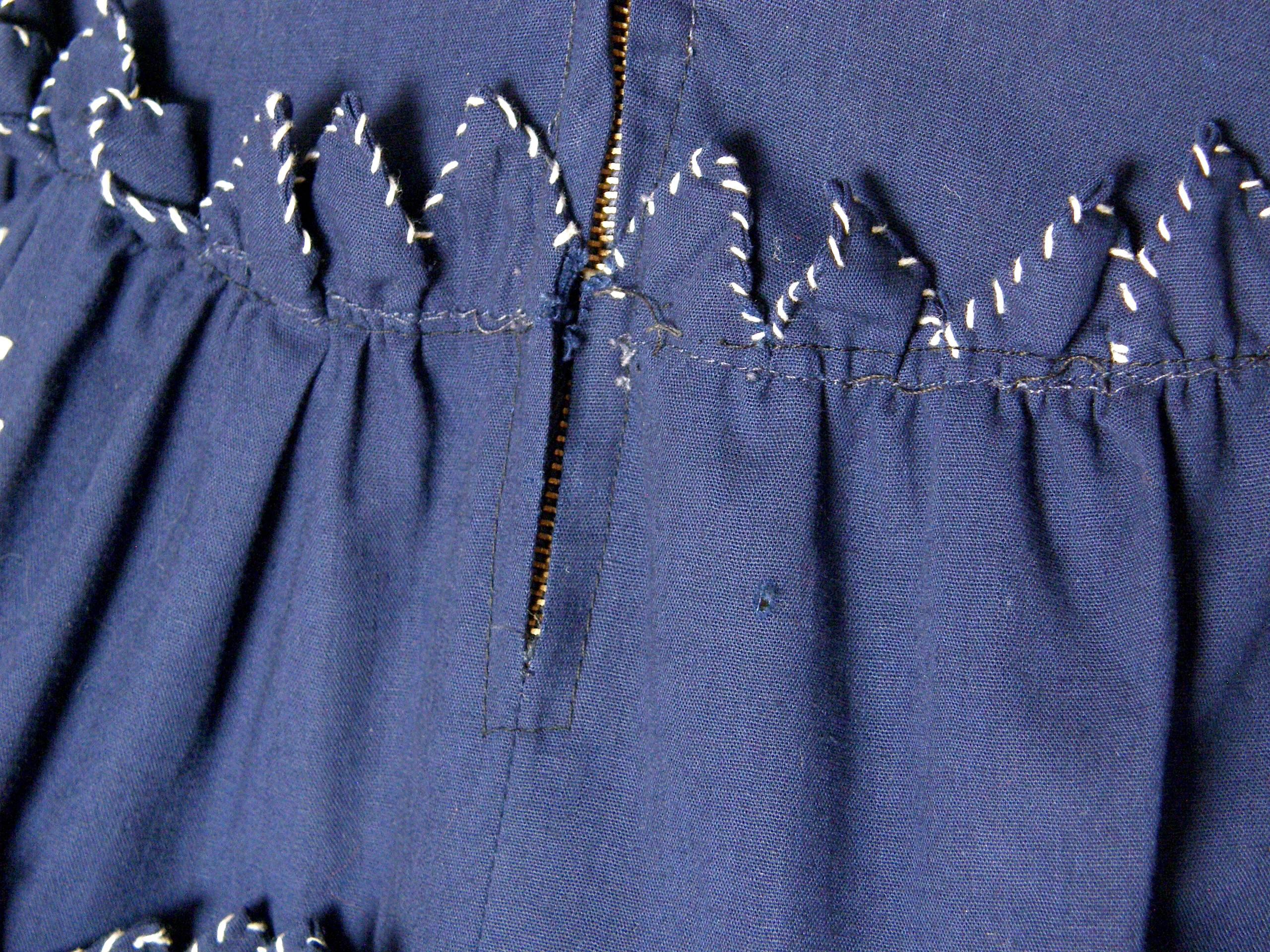 Tachi Castillo Navy Blue Cotton Dress with Embroidered Birds 5