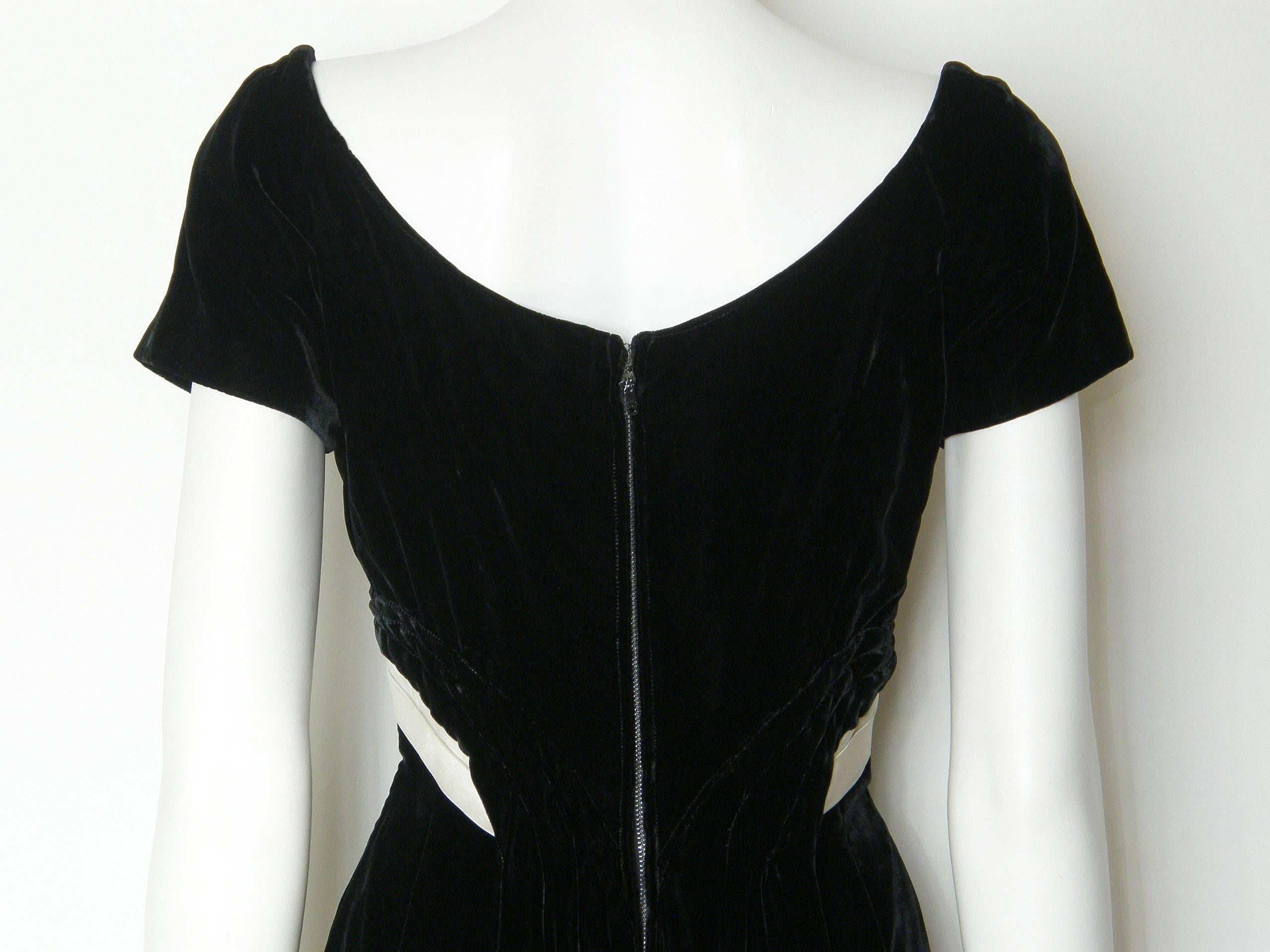 Ceil Chapman Black Velvet and Ivory Satin Cocktail Dress 3