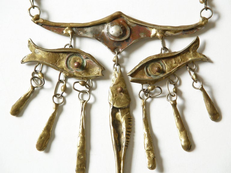Women's Armando Lozano Ramírez Surrealist Fish Face Necklace and Earrings Set For Sale