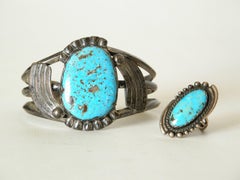 Set di bracciali e anelli in sterling e turchese Maisel's Indian Trading Post