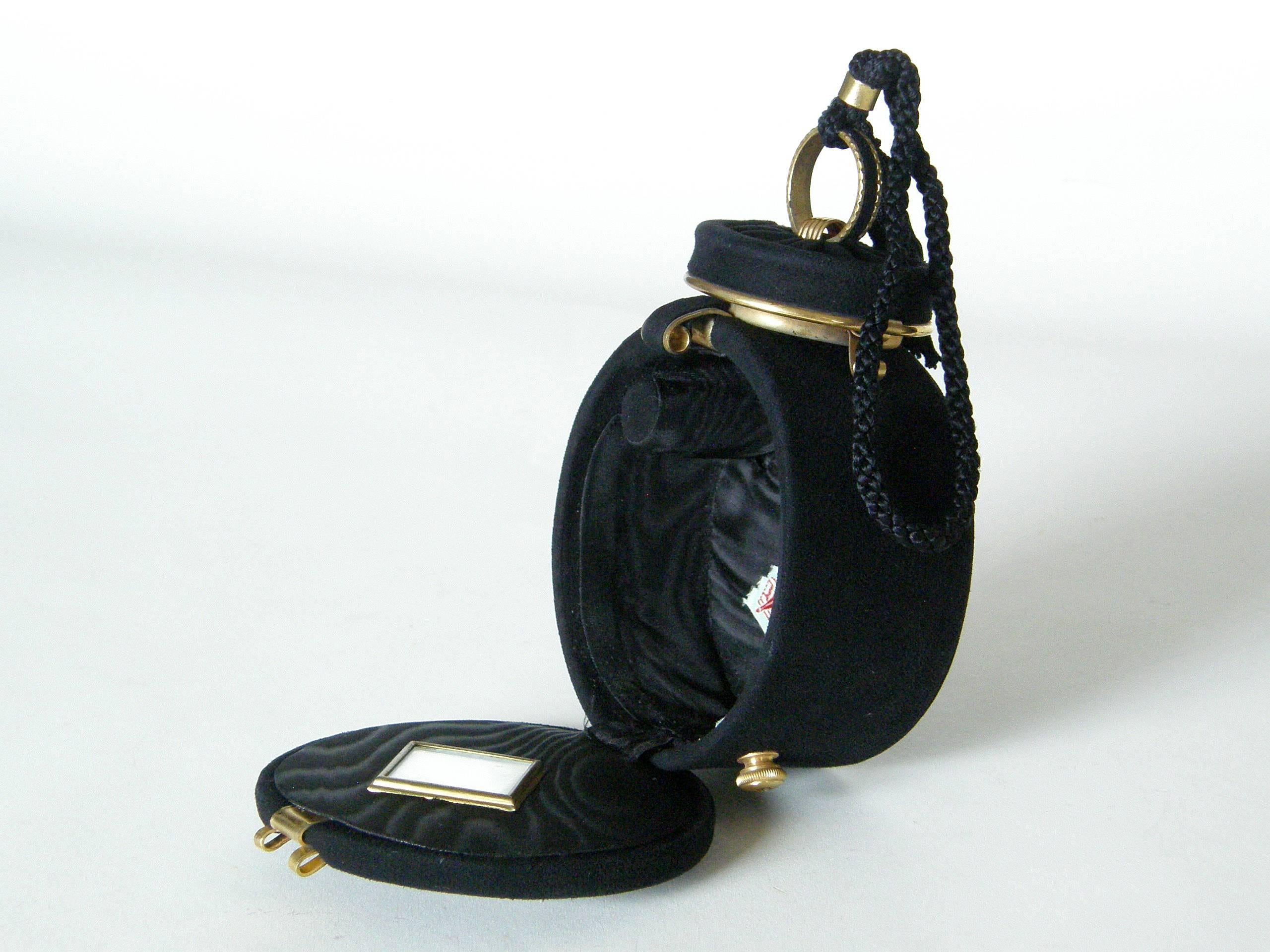 Jeanne Bernard of Paris Black Suede Clock Shaped Handbag  5