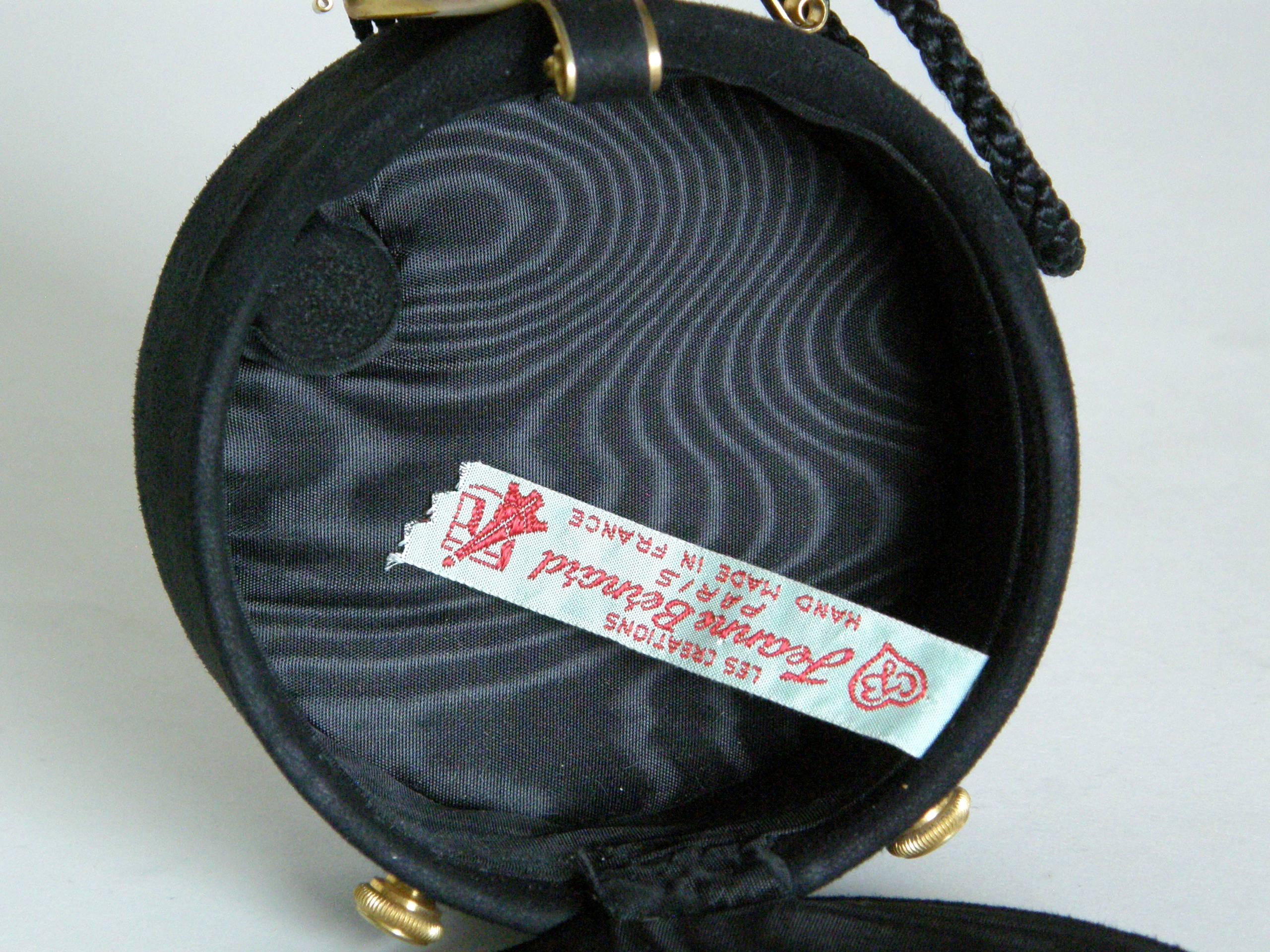 Jeanne Bernard of Paris Black Suede Clock Shaped Handbag  6