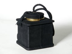 Jeanne Bernard of Paris Black Suede Coffee Grinder Shaped Handbag