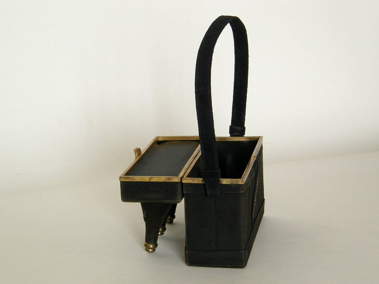 Black Suede Handbag Shaped Like a Crate of Champagne Bottles For Sale at 1stdibs