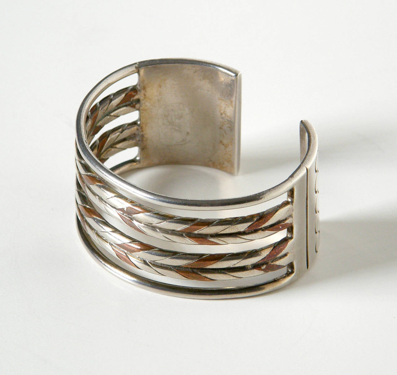 Artisan William Spratling Mexican Sterling Silver and Copper Cuff Bracelet