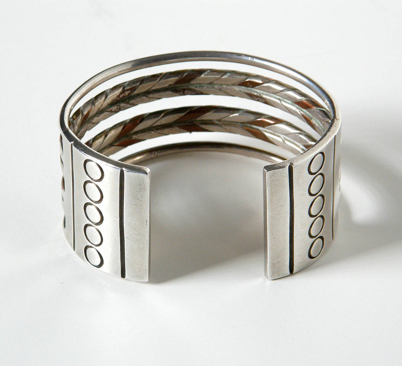 William Spratling Mexican Sterling Silver and Copper Cuff Bracelet In Good Condition In Chicago, IL
