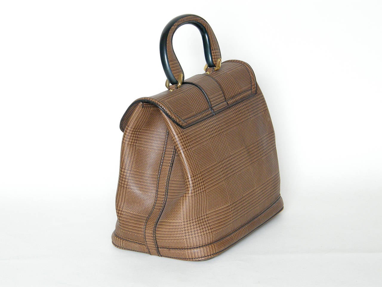plaid leather handbag