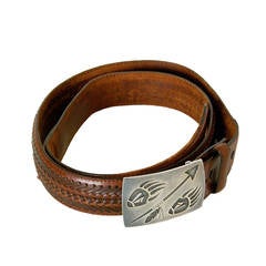 Vintage Hopi Sterling Belt Buckle By Weaver Selina