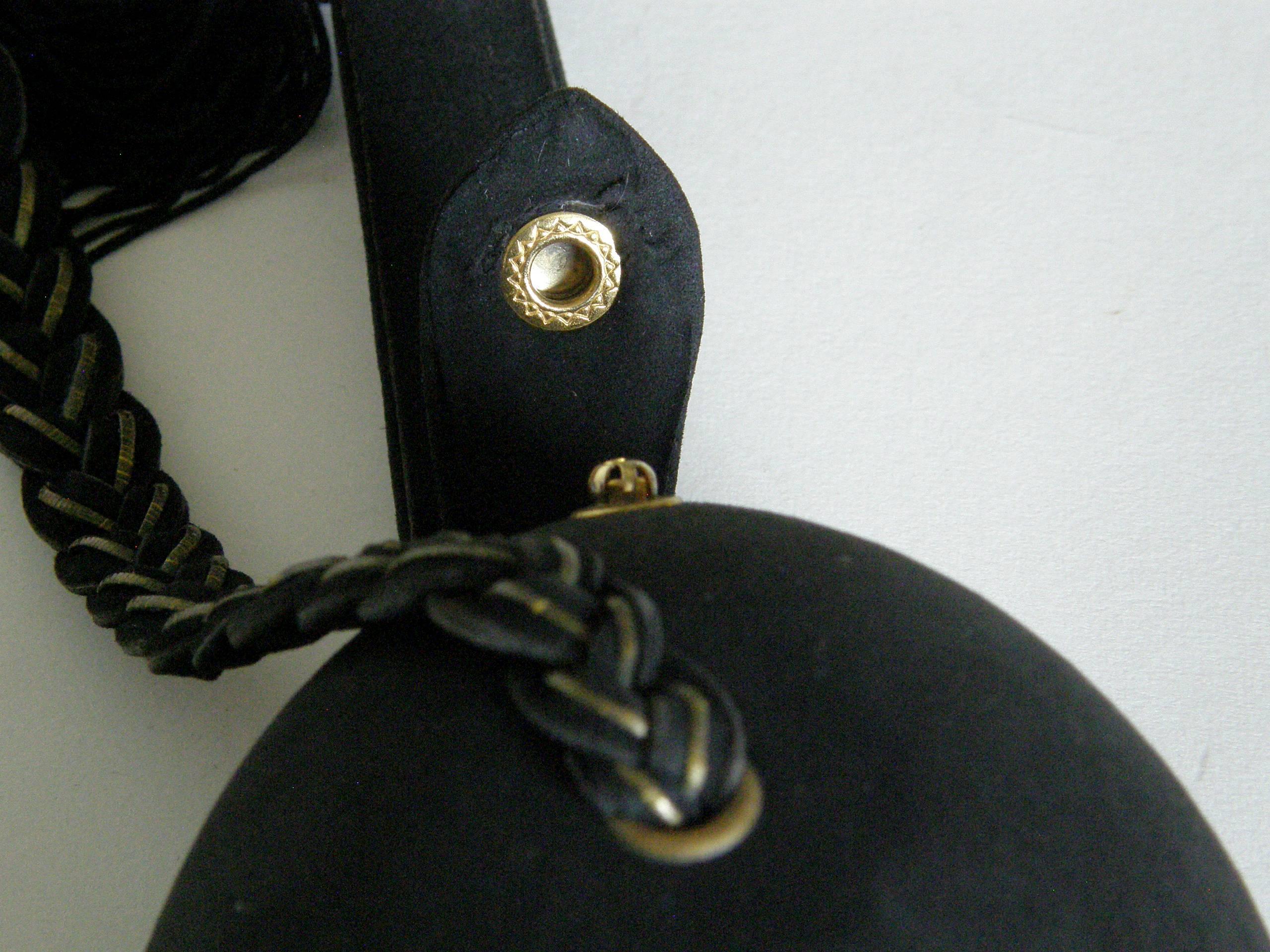 Black Suede Mandolin Shaped Handbag Attributed to Jeanne Bernard of Paris 2