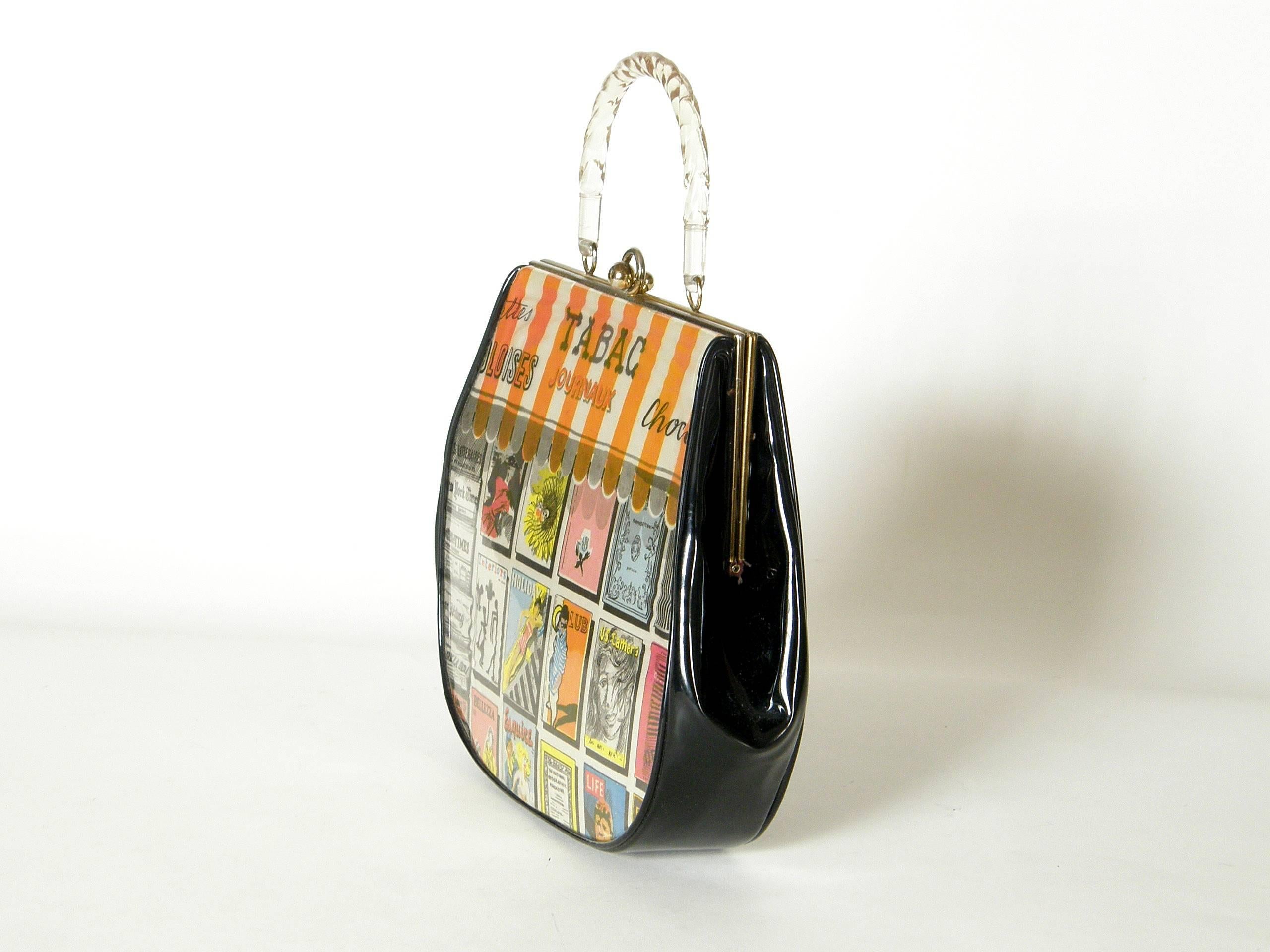 Women's Garay Novelty Handbag with Newsstand Print Fabric 