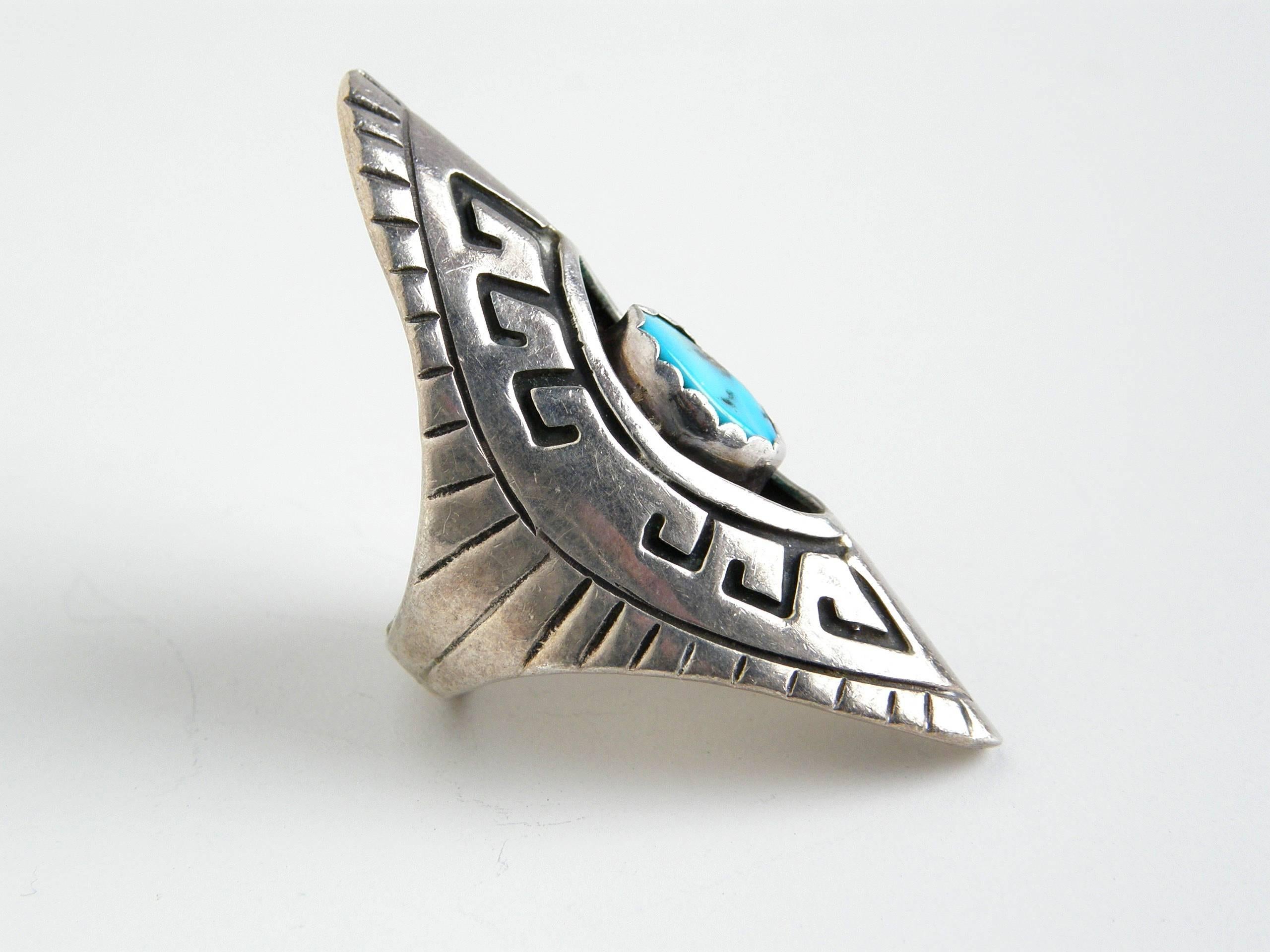 This sterling and turquoise ring is marked 