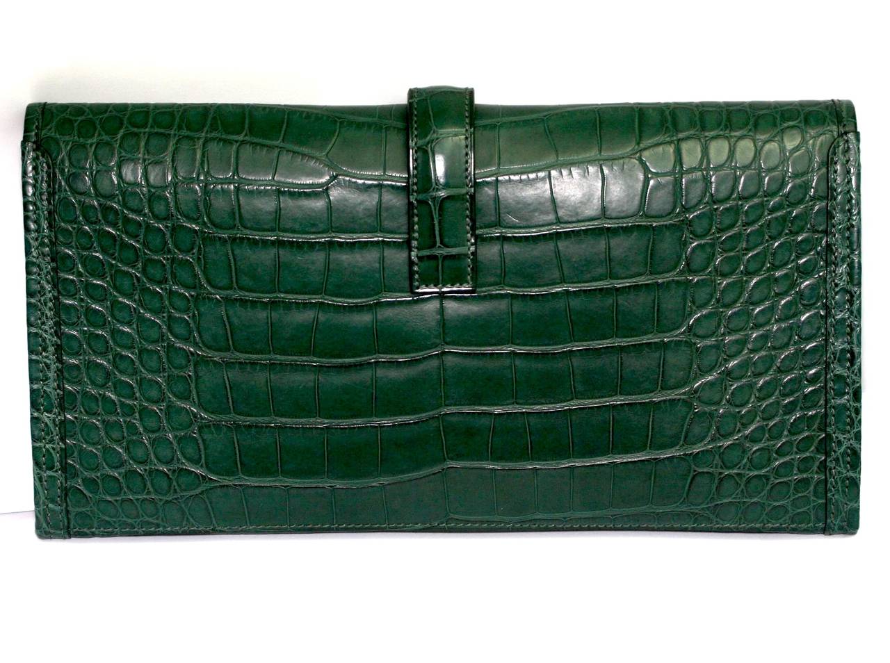 HERMES Jigé Titian green alligator and Aztec blue In New Condition For Sale In Monte Carlo, MC