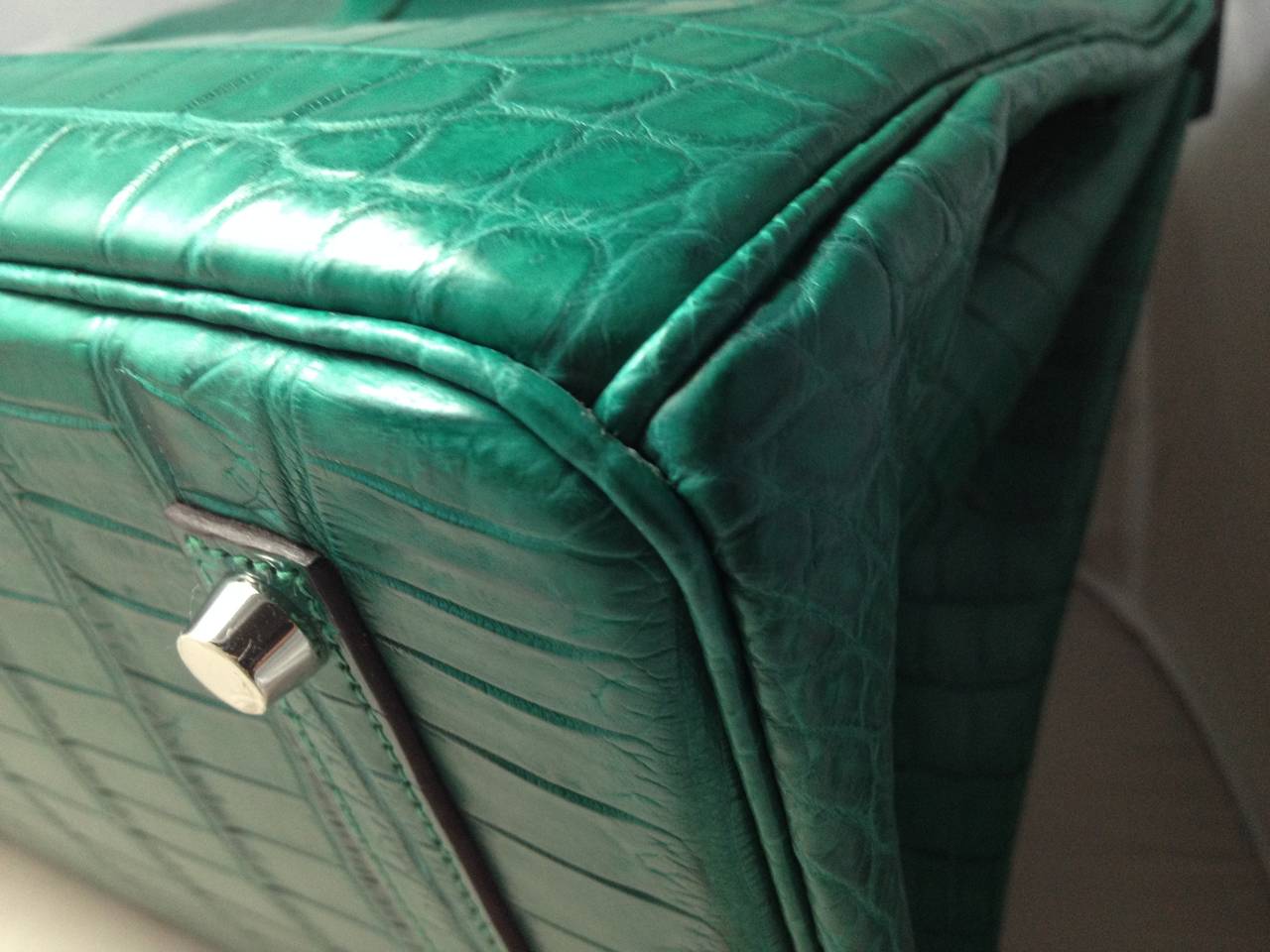 HERMES Birkin crocodile Malachite 35cm In New Condition In Monte Carlo, MC