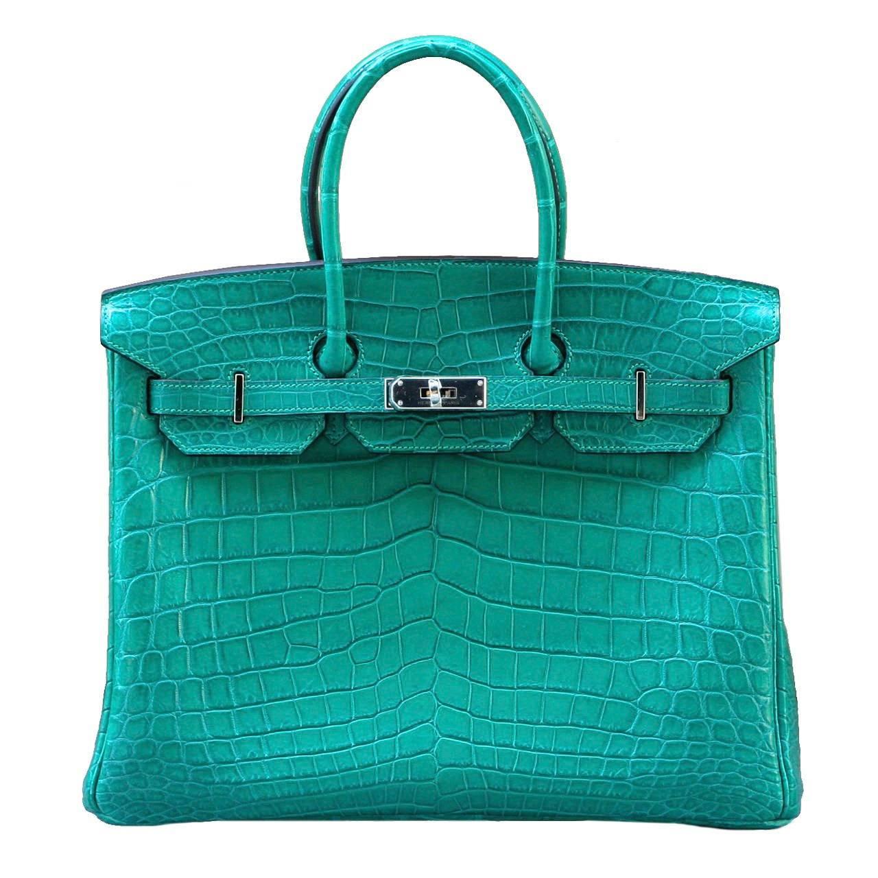 HERMES Birkin crocodile Malachite 35cm For Sale