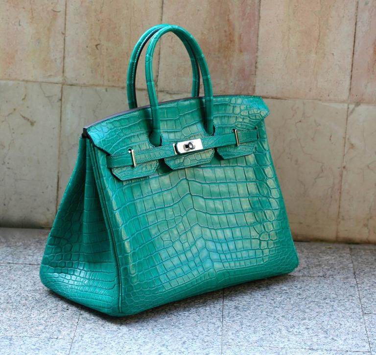 Replica Hermes Birkin 25 Handmade Bag In Malachite Crocodile
