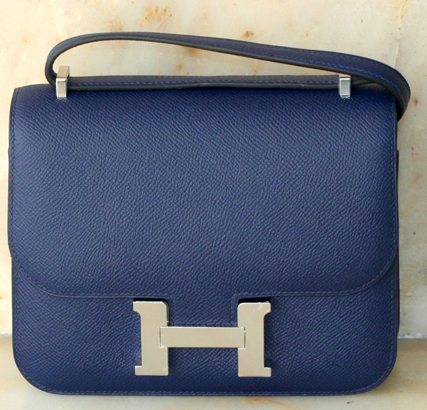 Black HERMES Constance Mini Epsom Sapphire blue