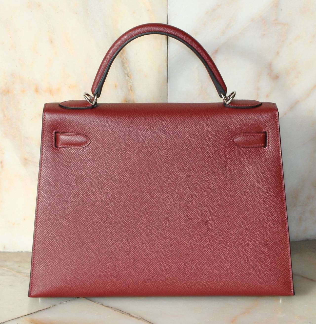 HERMES Kelly Epsom 'Rouge Hermès' 32cm In New Condition For Sale In Monte Carlo, MC