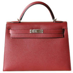 HERMES Kelly Epsom 'Rouge Hermès' 32cm