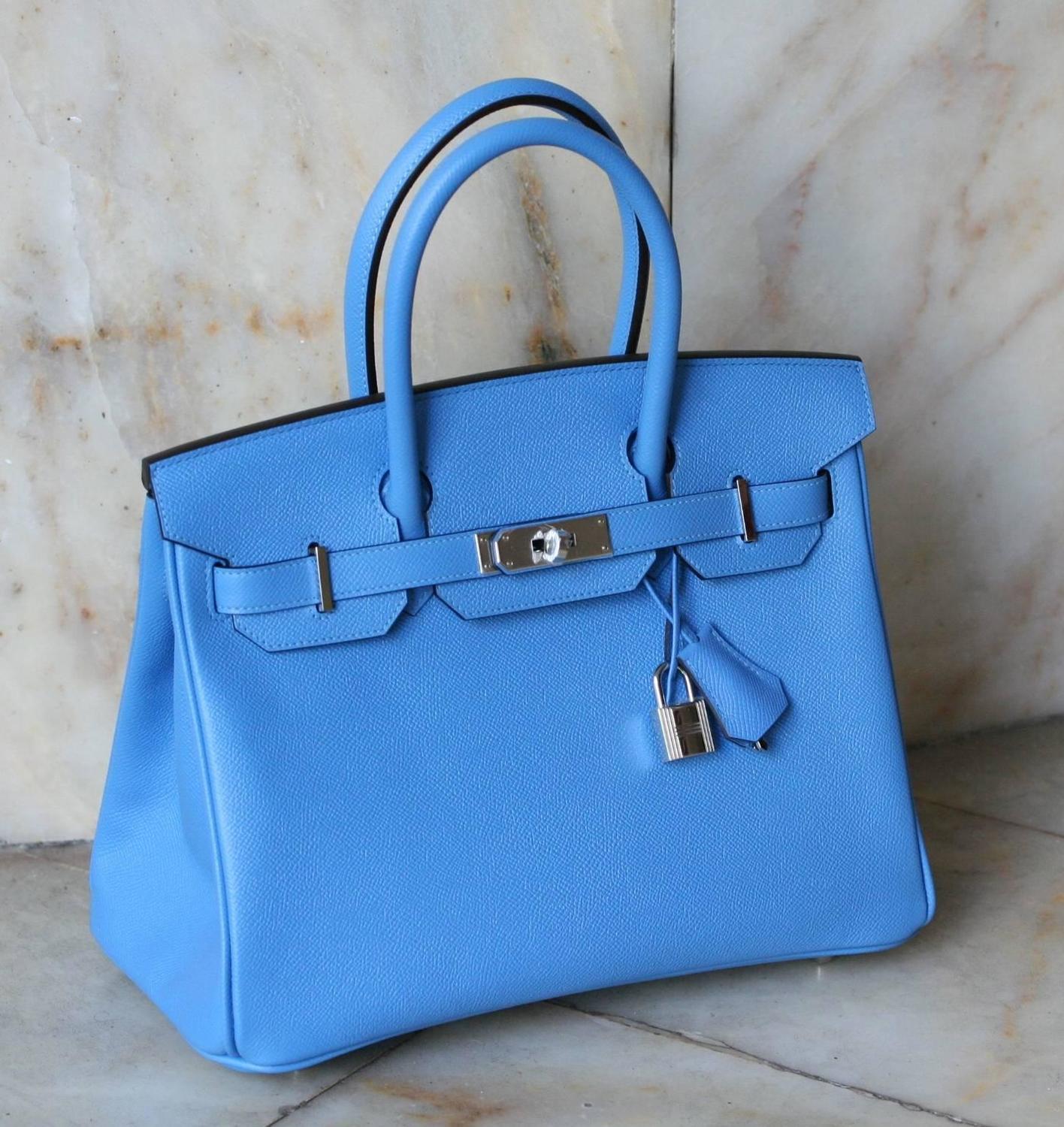 Hermes Birkin 30 Bag Blue Paradis Epsom Leather with Gold Hardware