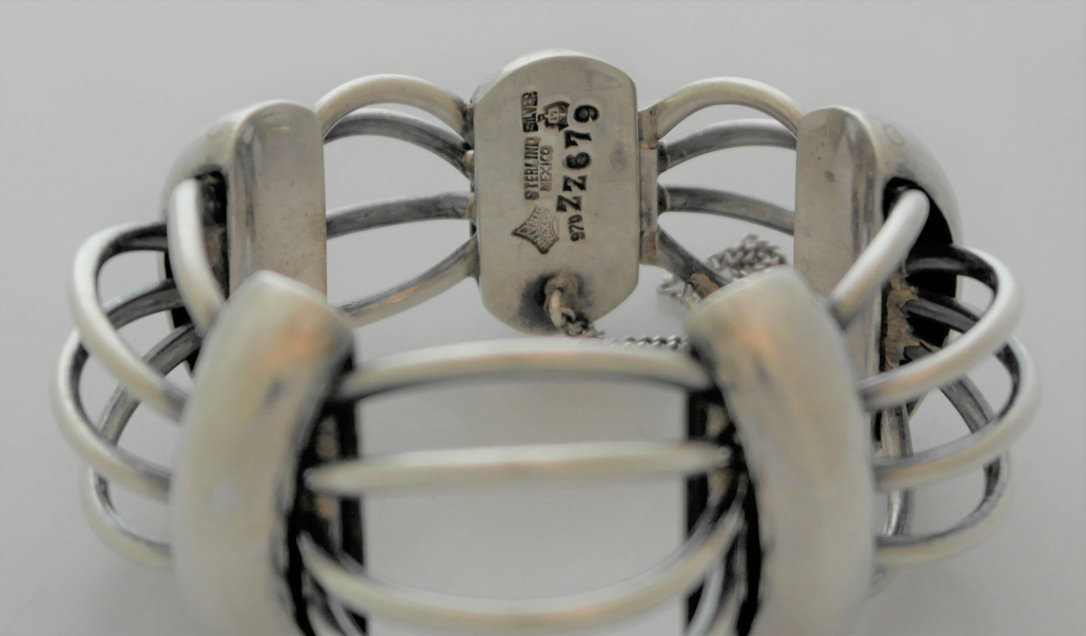 Antonio Pineda Sterling Silver Modernist Bracelet For Sale 2