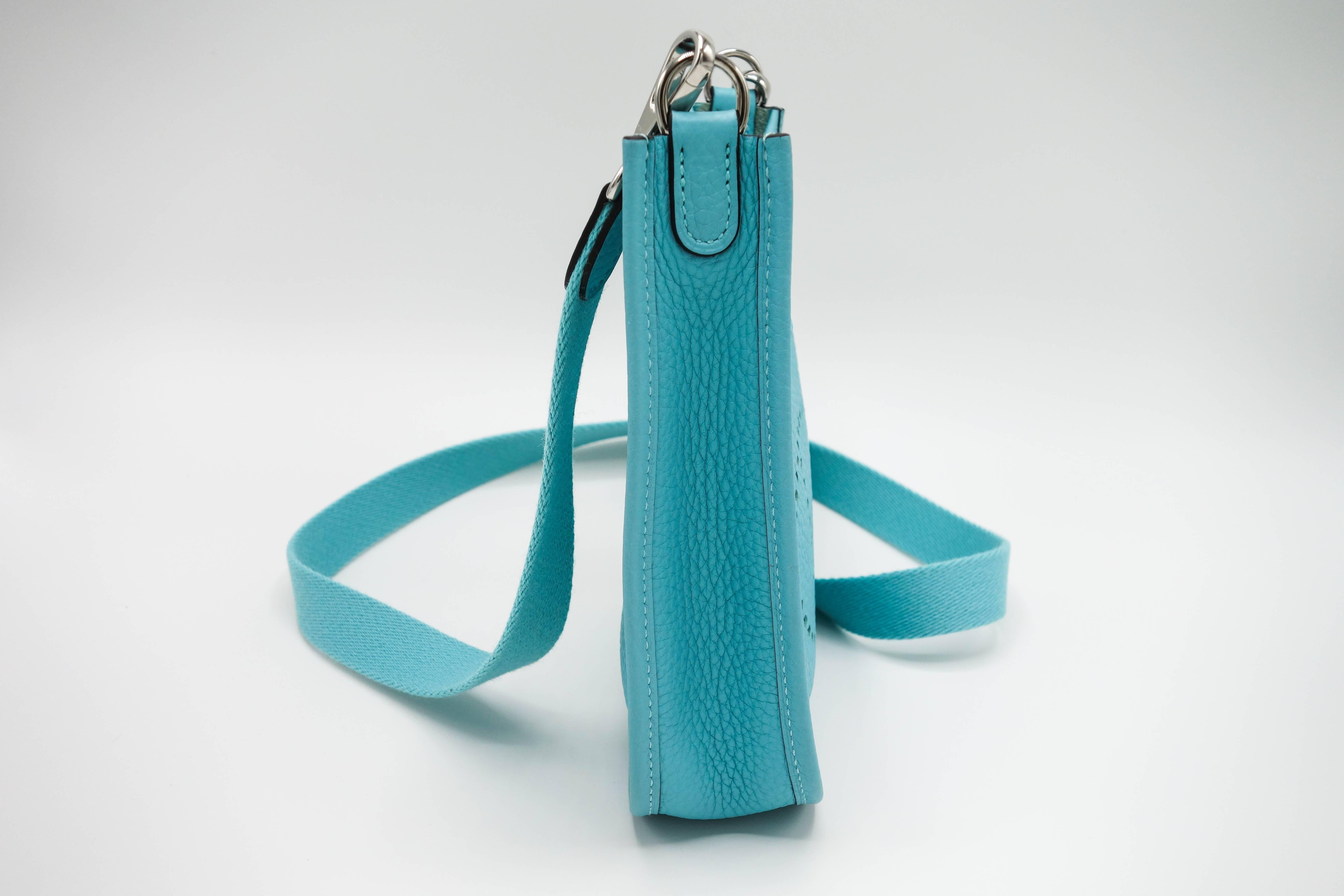 Women's or Men's Hermès Blue Atolle 16 Mini Evelyne Clemence Cross Body Bag