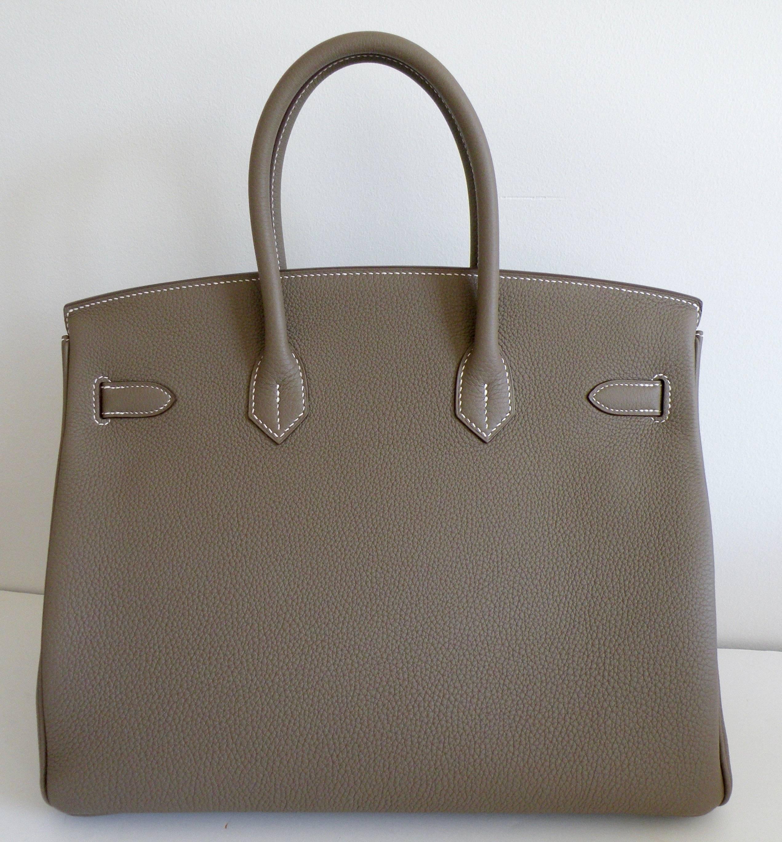 Women's or Men's Hermes Birkin Bag 35cm Etoupe Palladium Hardware
