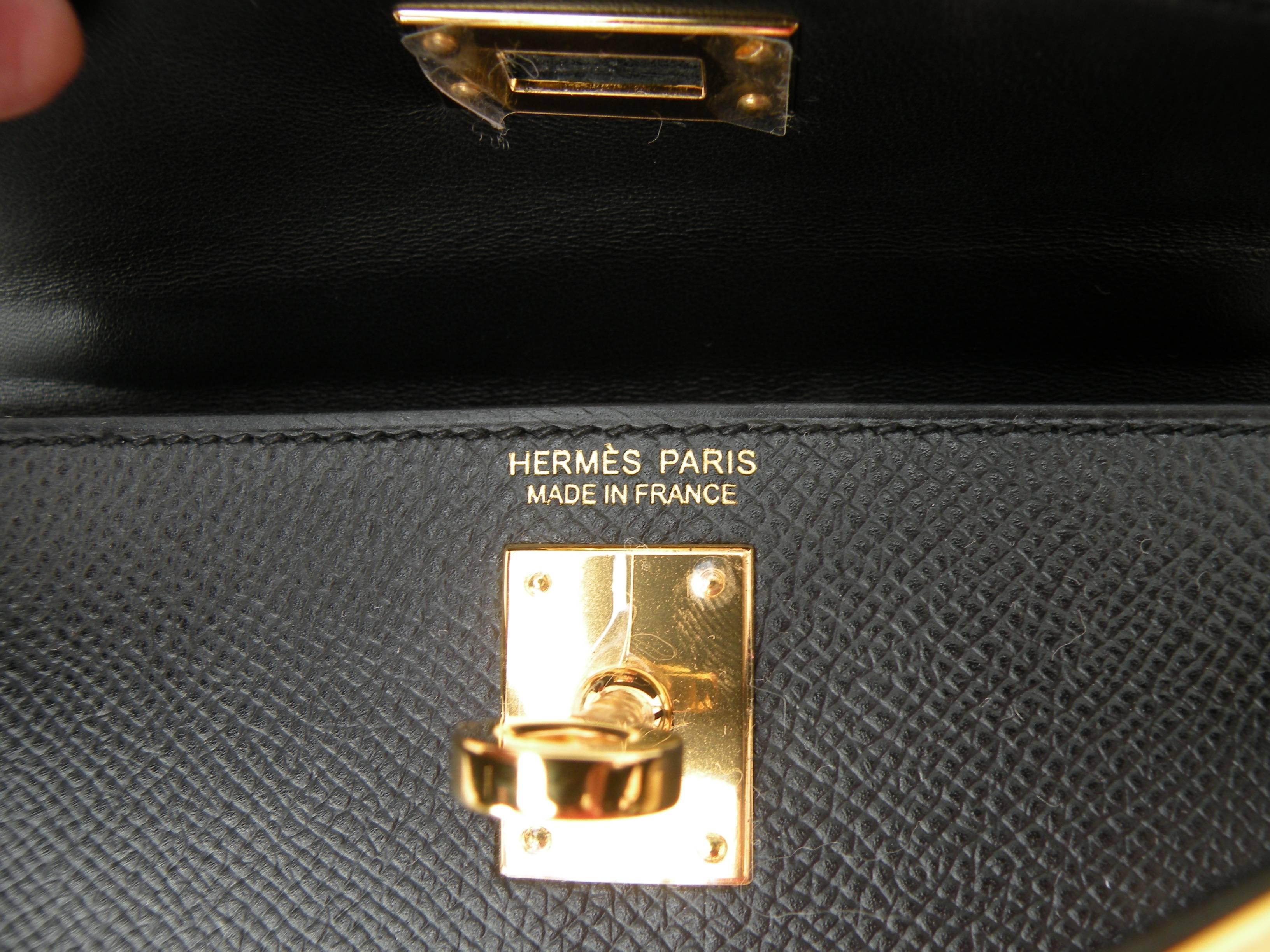 Hermes Kelly Bag Mini 20cm Black Epsom Gold Hardware 3