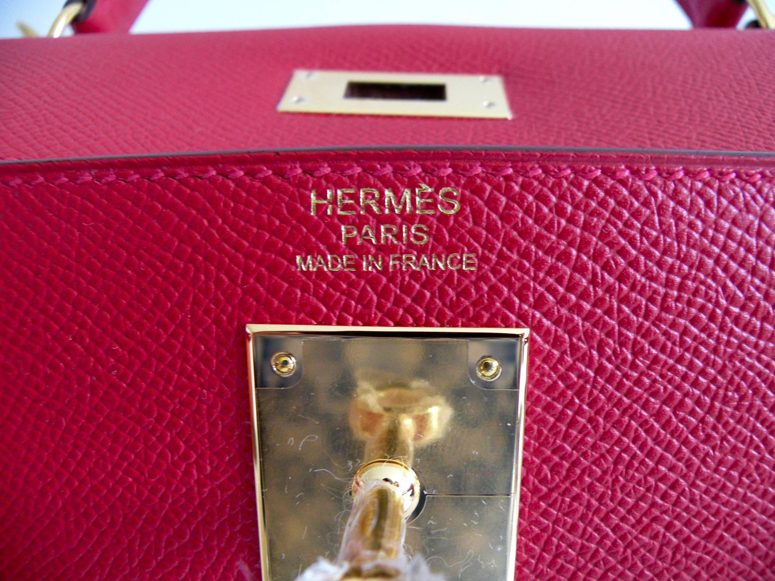 Hermes Kelly Bag 32cm Rouge Casaque Epsom Gold Hardware For Sale 4