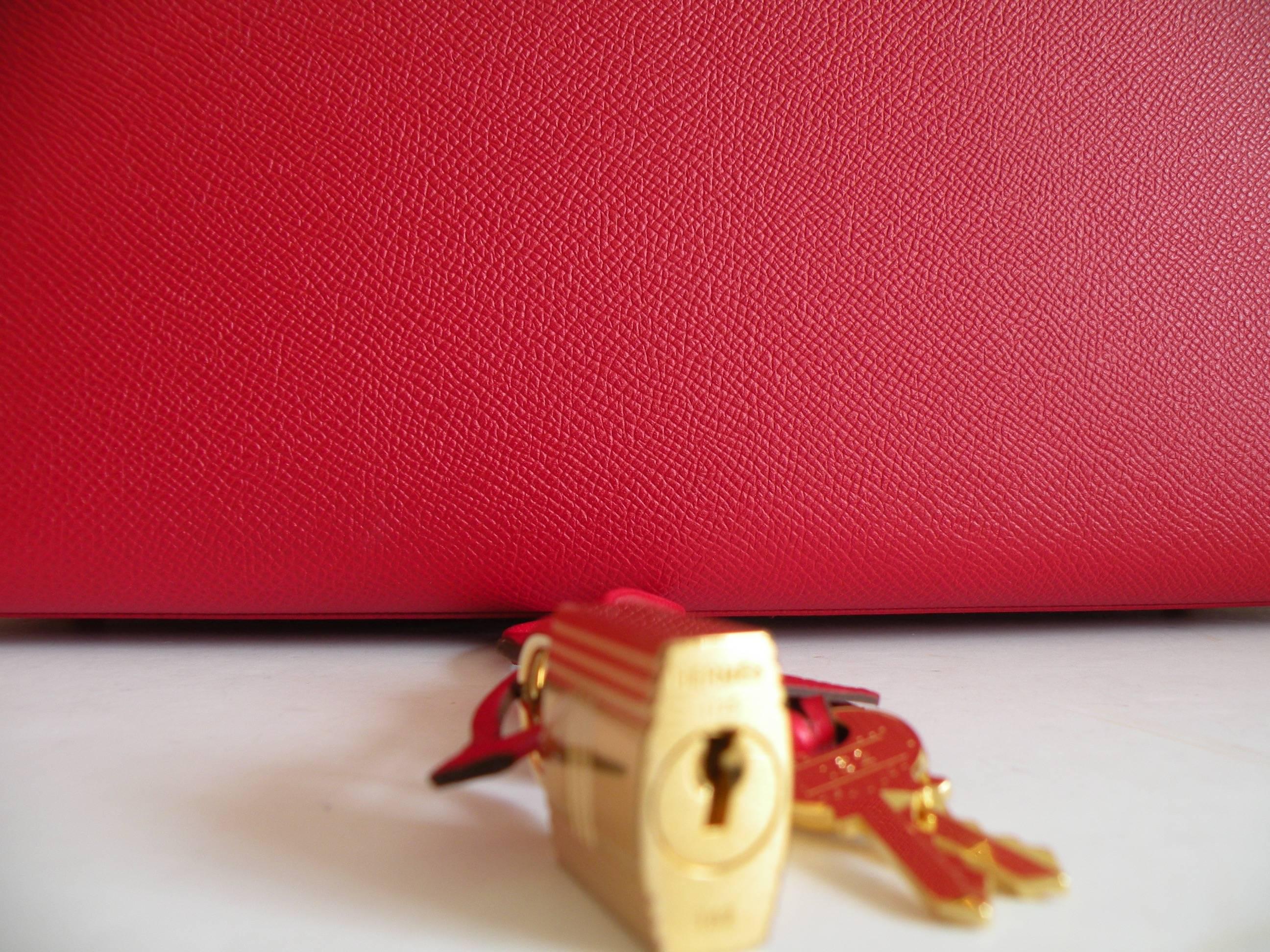 Hermes Kelly Bag 32cm Rouge Casaque Epsom Gold Hardware For Sale 5