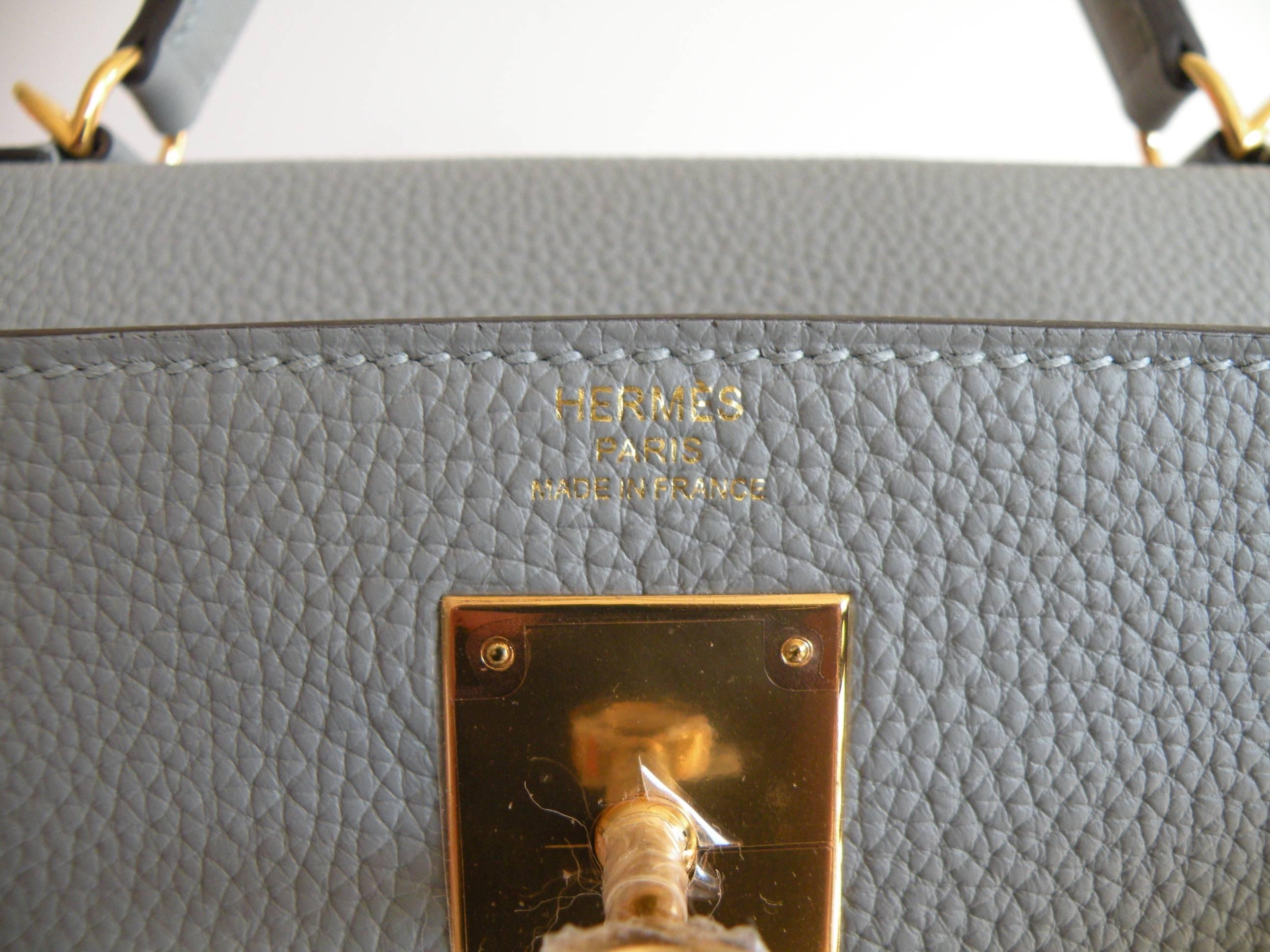 Hermes Kelly Bag 28cm Gris Mouette Togo Gold Hardware 3