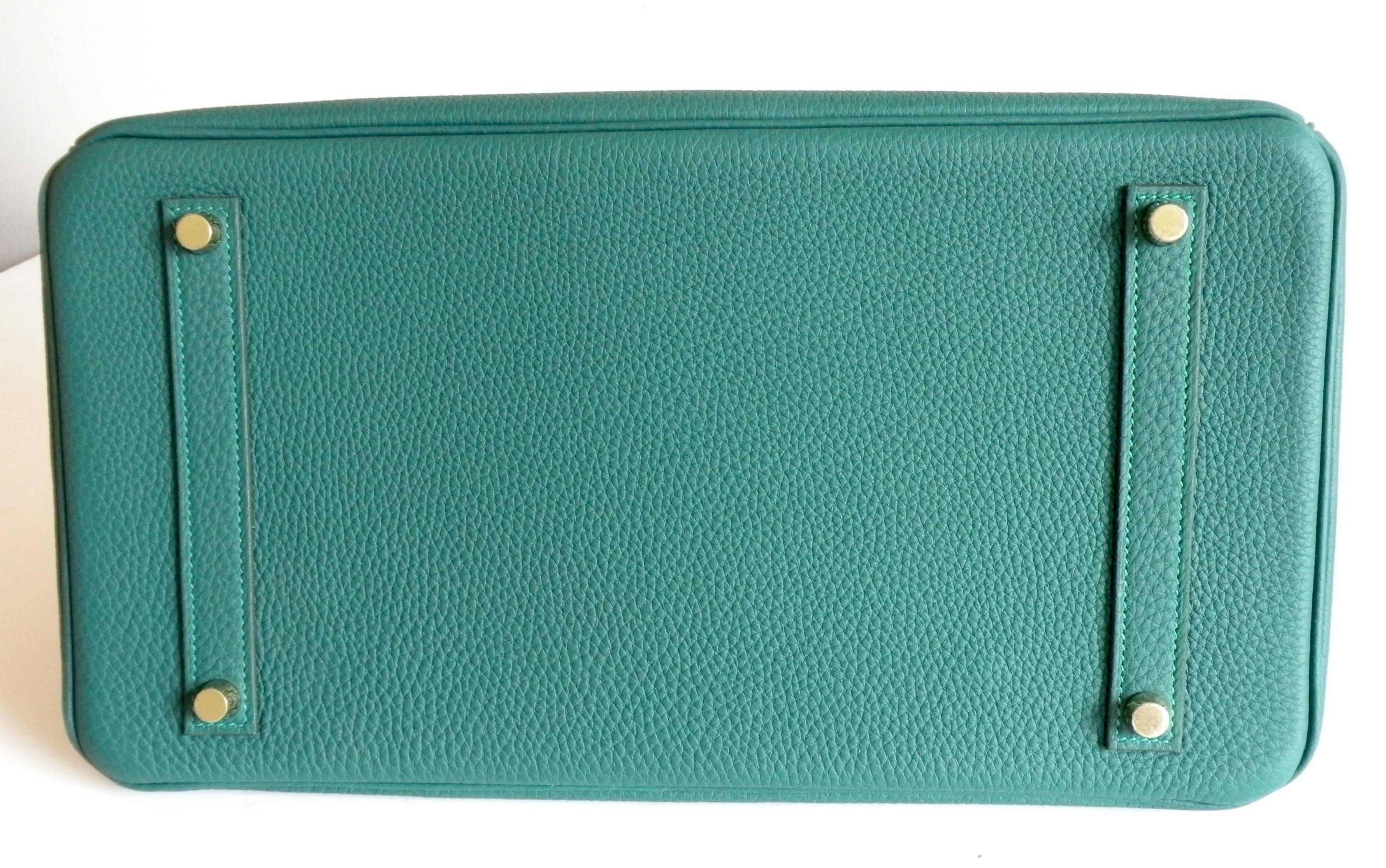 Blue Hermes Birkin Bag 35 Malachite Emerald Green Togo Gold Hardware