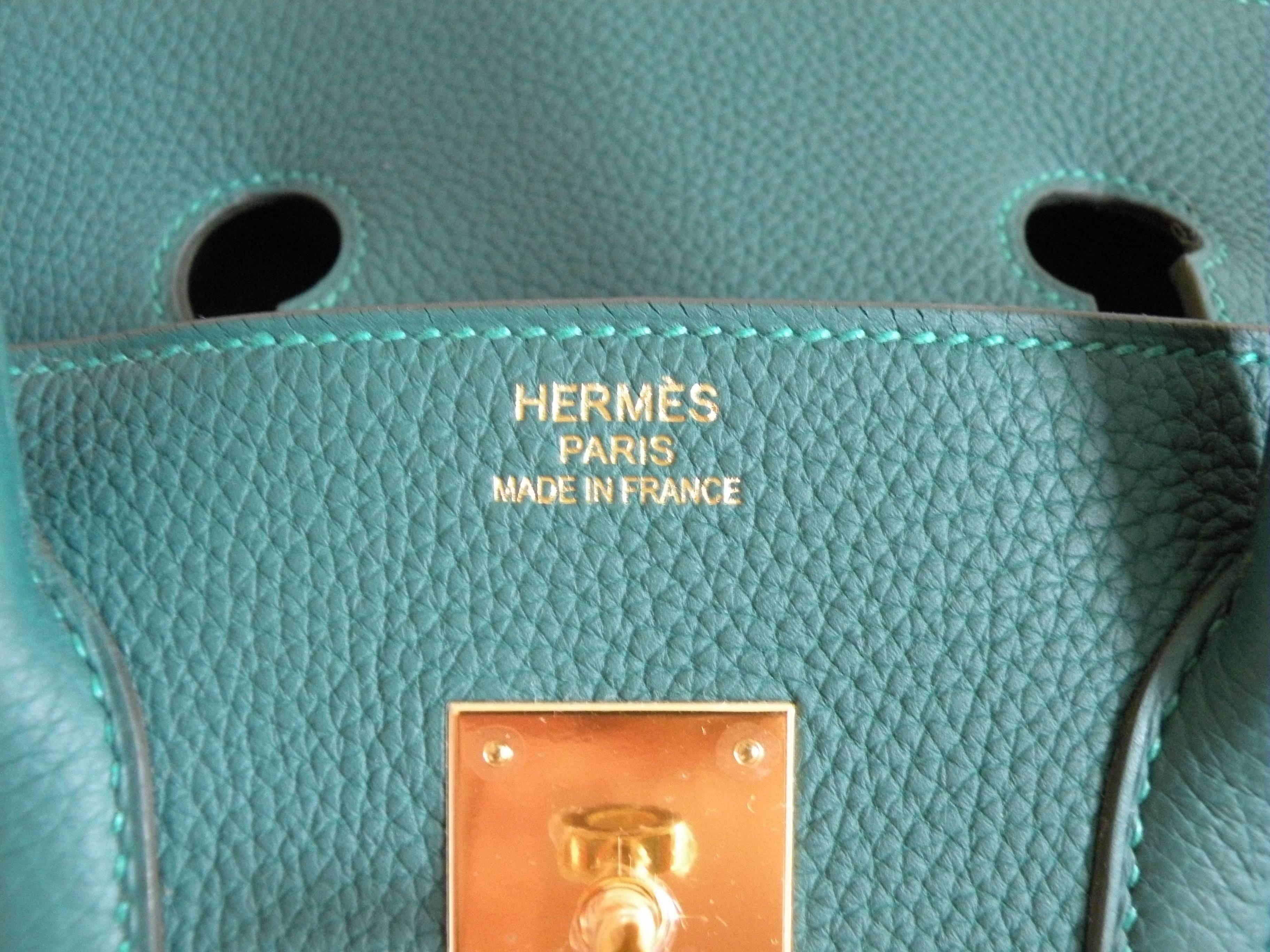 Hermes Birkin Bag 35 Malachite Emerald Green Togo Gold Hardware 1