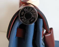 Hermes Herbag Zip 31 Blue Tempete Rouge H Leather PM  Kelly Lock