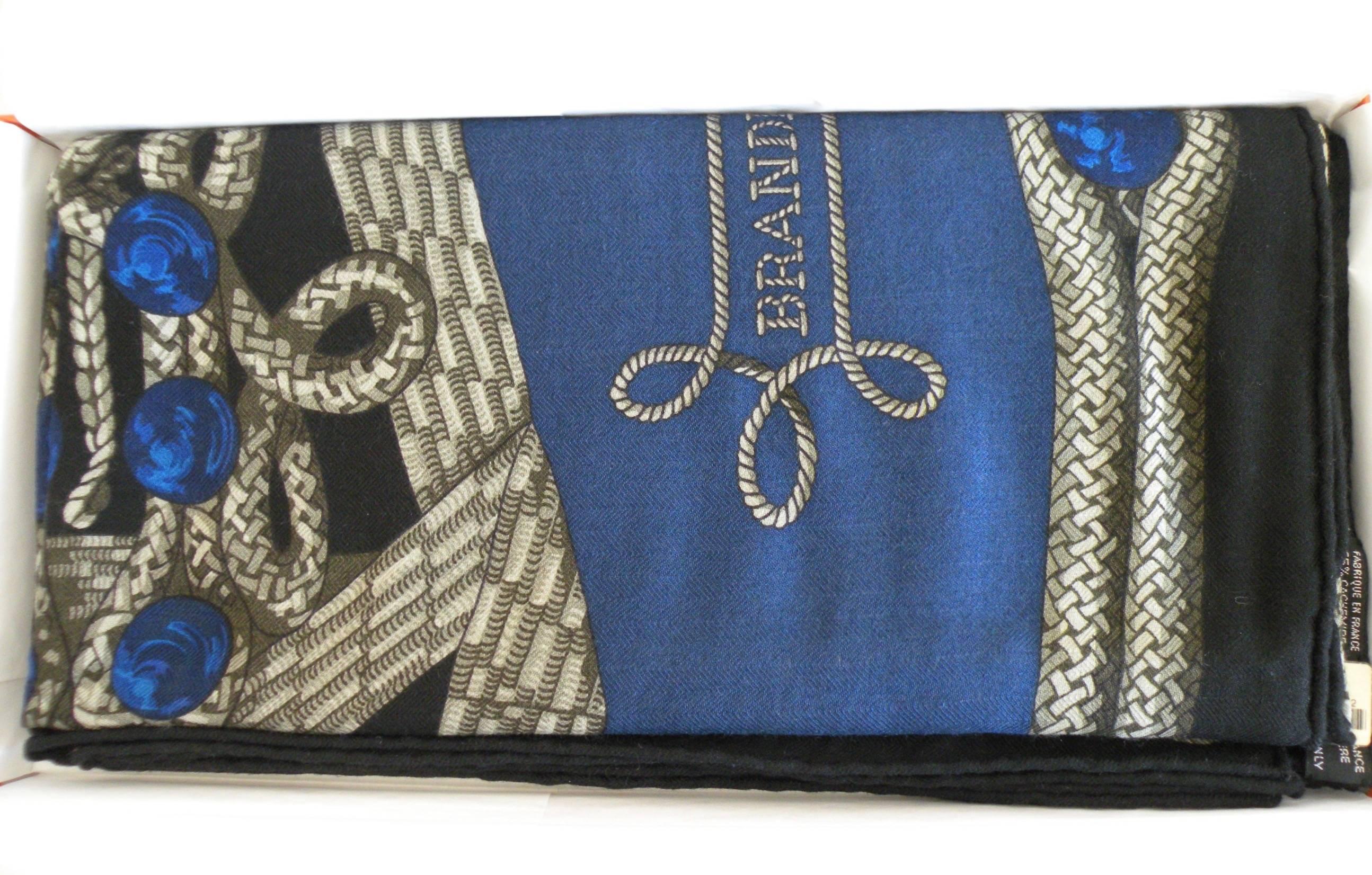 Hermès
Cashmere Shawl
One of the most popular designs, soldout immediatley!

Design: Brandenbourgs
Brand new , never been used

Hermes cashmere and silk scarf, hand-rolled, 55