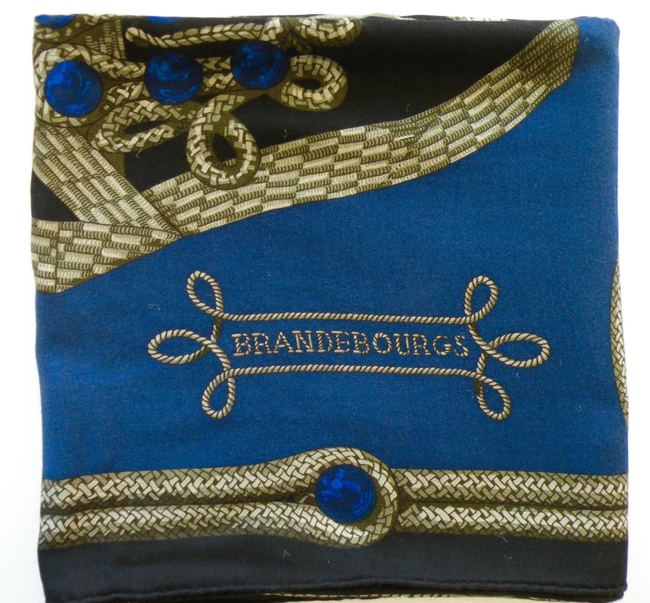 Hermes Cashmere Shawl Scarf 140cm Gm Brandebourgs  In New Condition In West Chester, PA