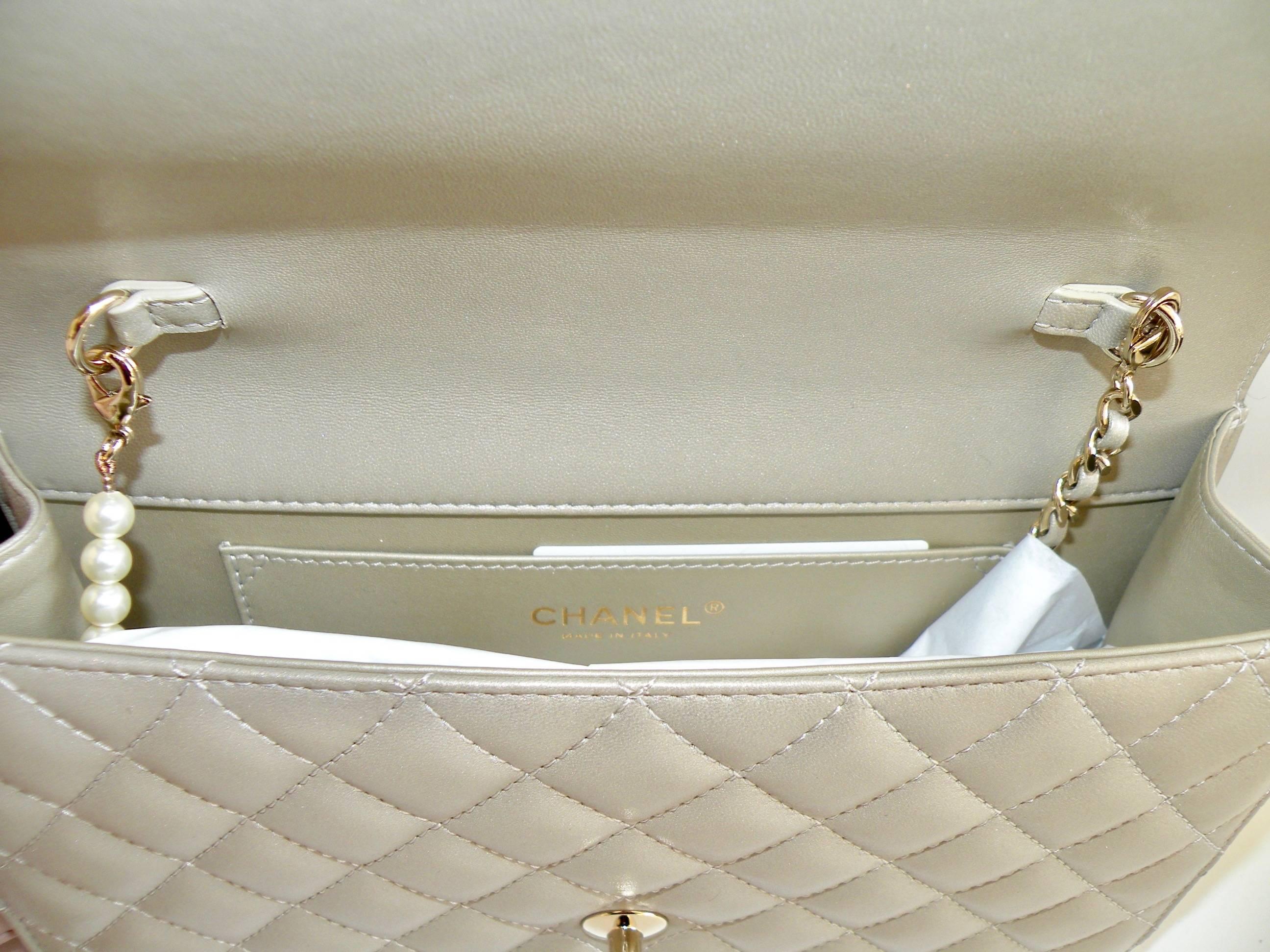 Brown Chanel Fantasy Pearls Flap Bag Gold with  Lt Gold Hardware