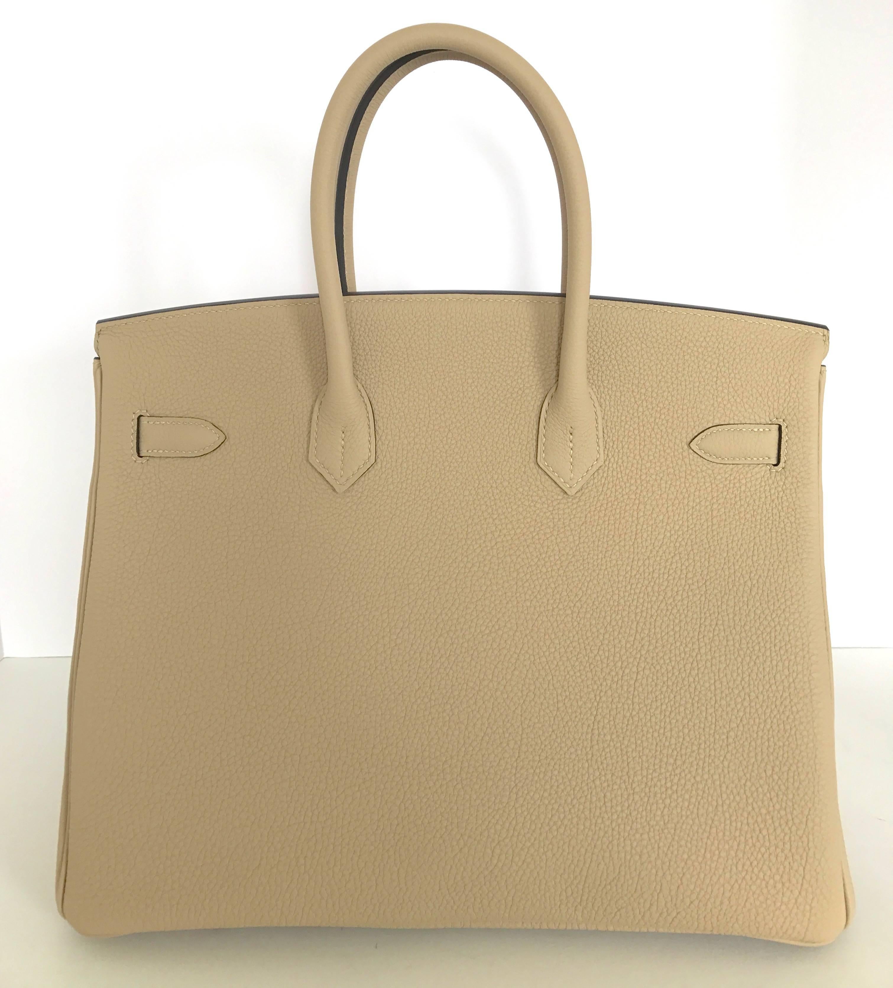 Brown Hermes Trench Birkin 35 Togo Gold Hardware