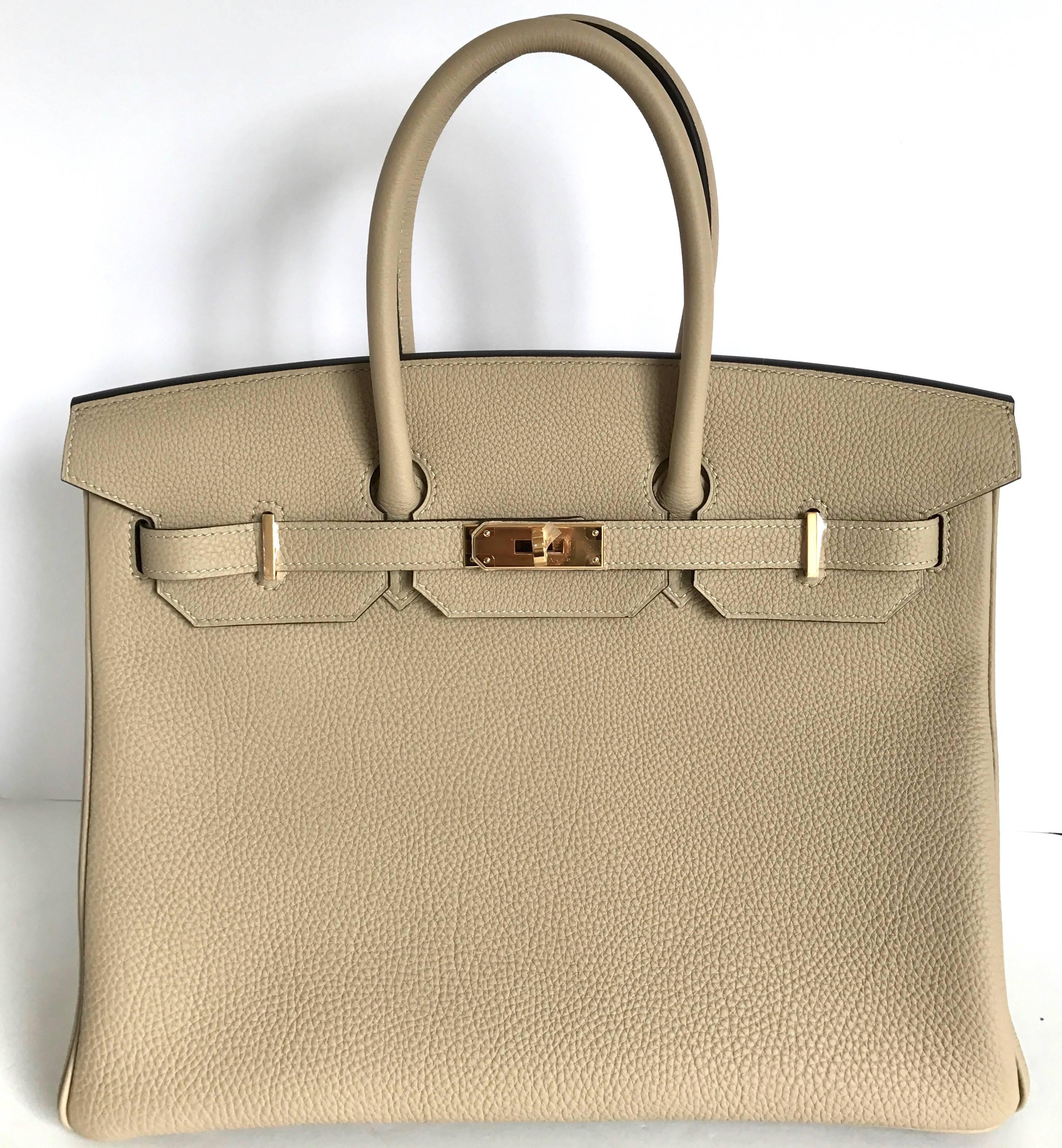 Hermes Trench Birkin 35 Togo Gold Hardware 3