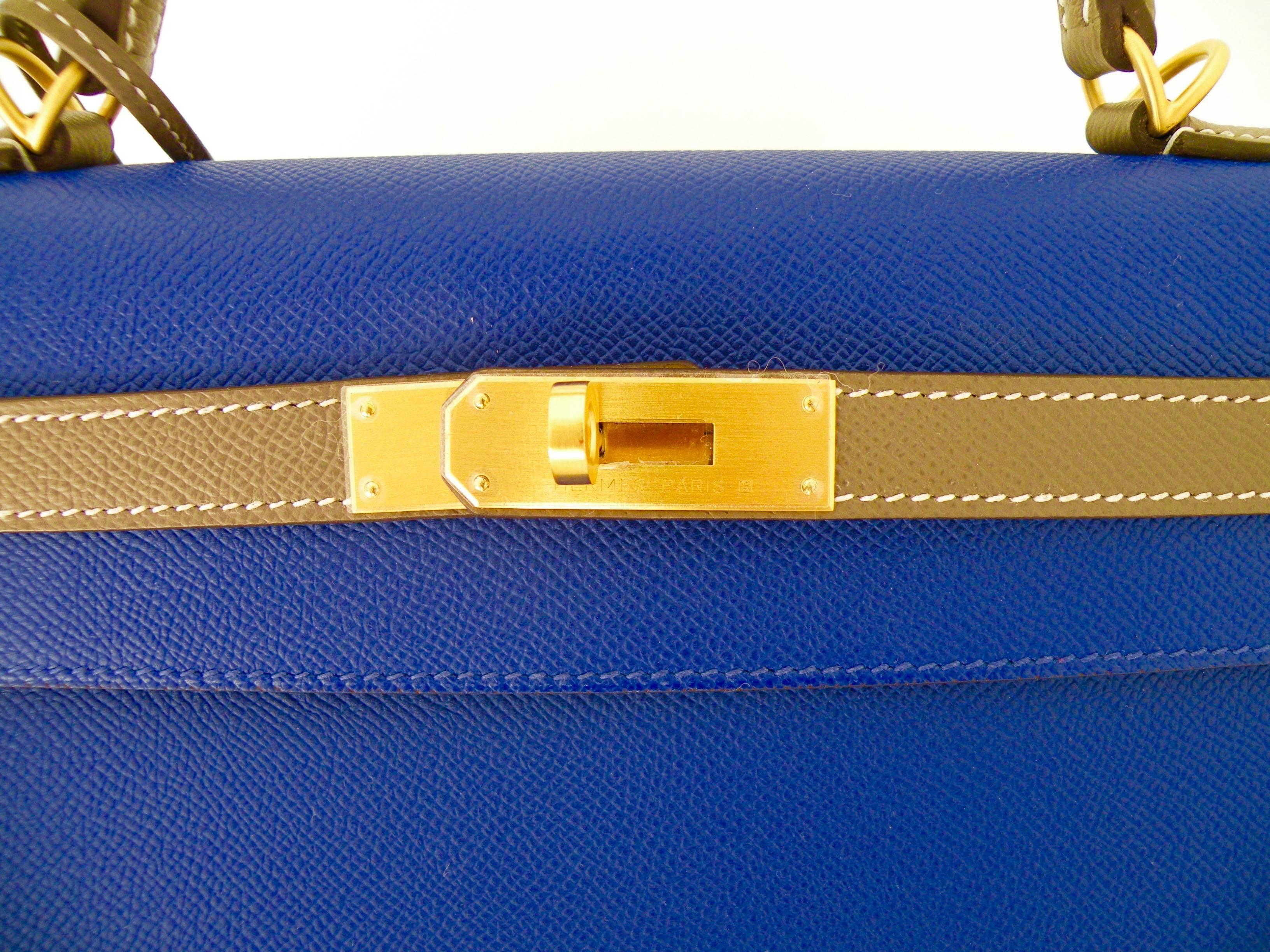 Hermes Blue Electric Etoupe Special Order Kelly Gold Hardware 1