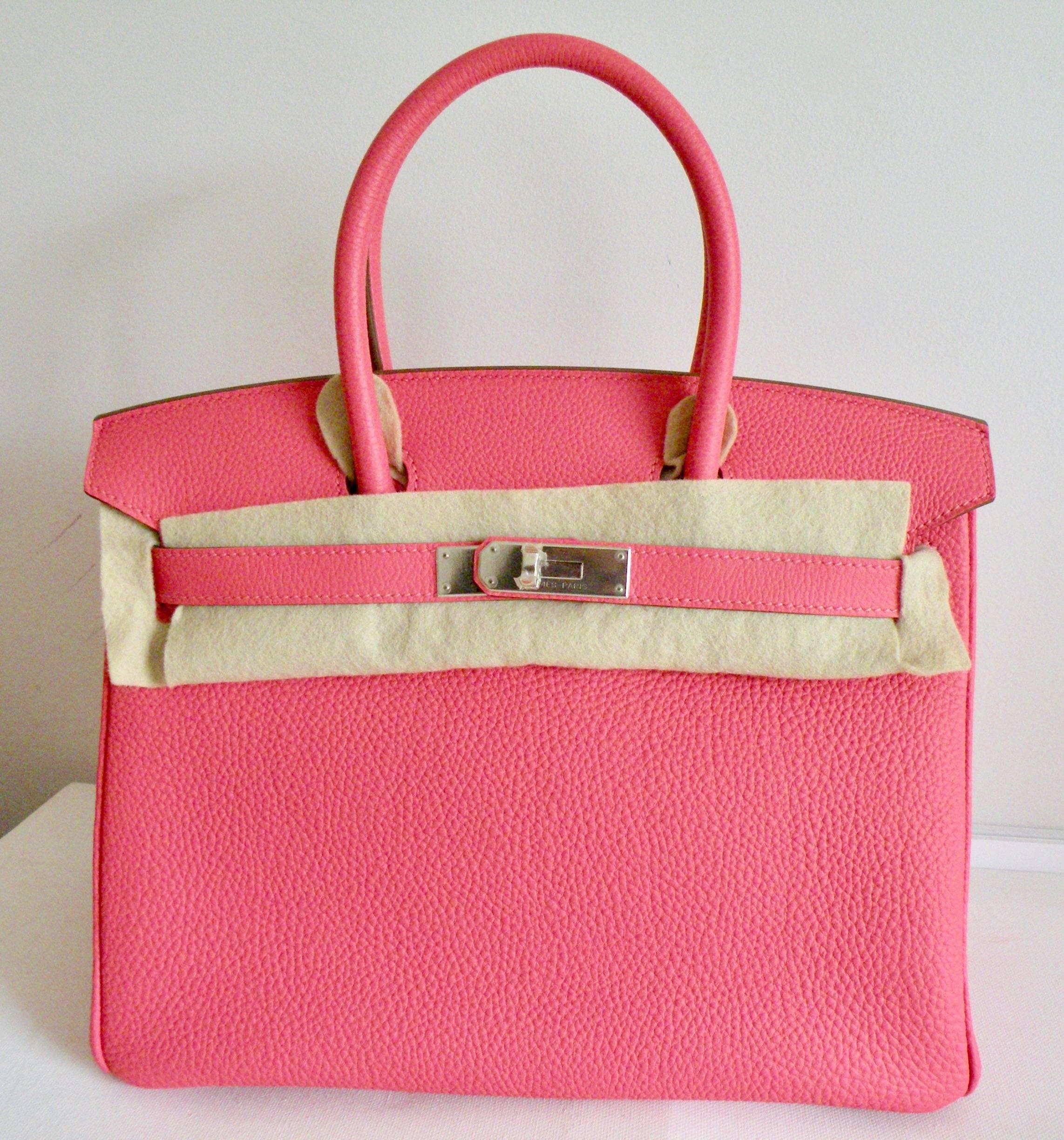 Hermes Rose Lipstick Birkin 30cm Togo Palladium Hardware In New Condition In West Chester, PA