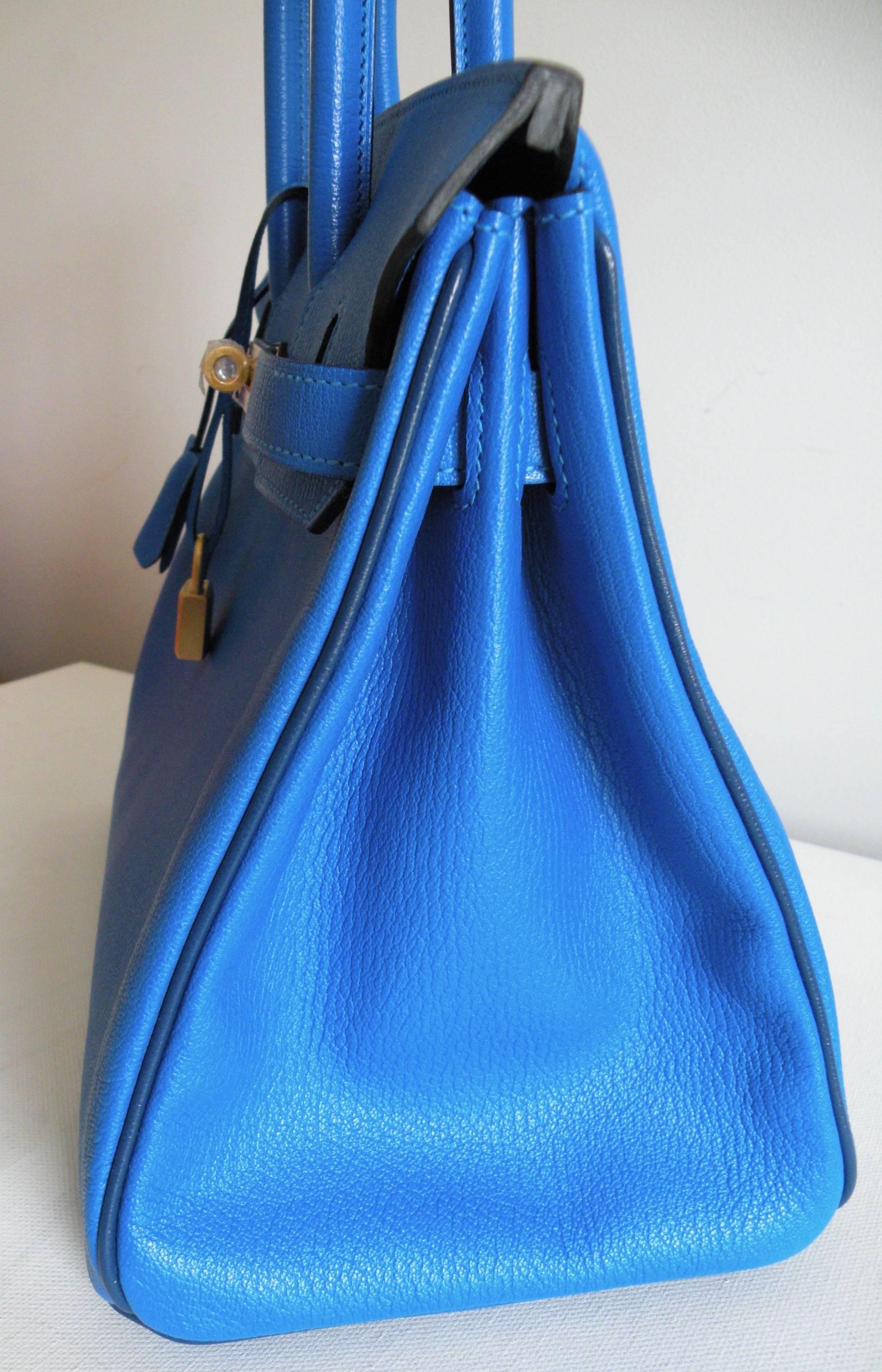 Hermes HSS Special Order Birkin 30cm Blue Hydra and Blue Saphire In New Condition For Sale In West Chester, PA