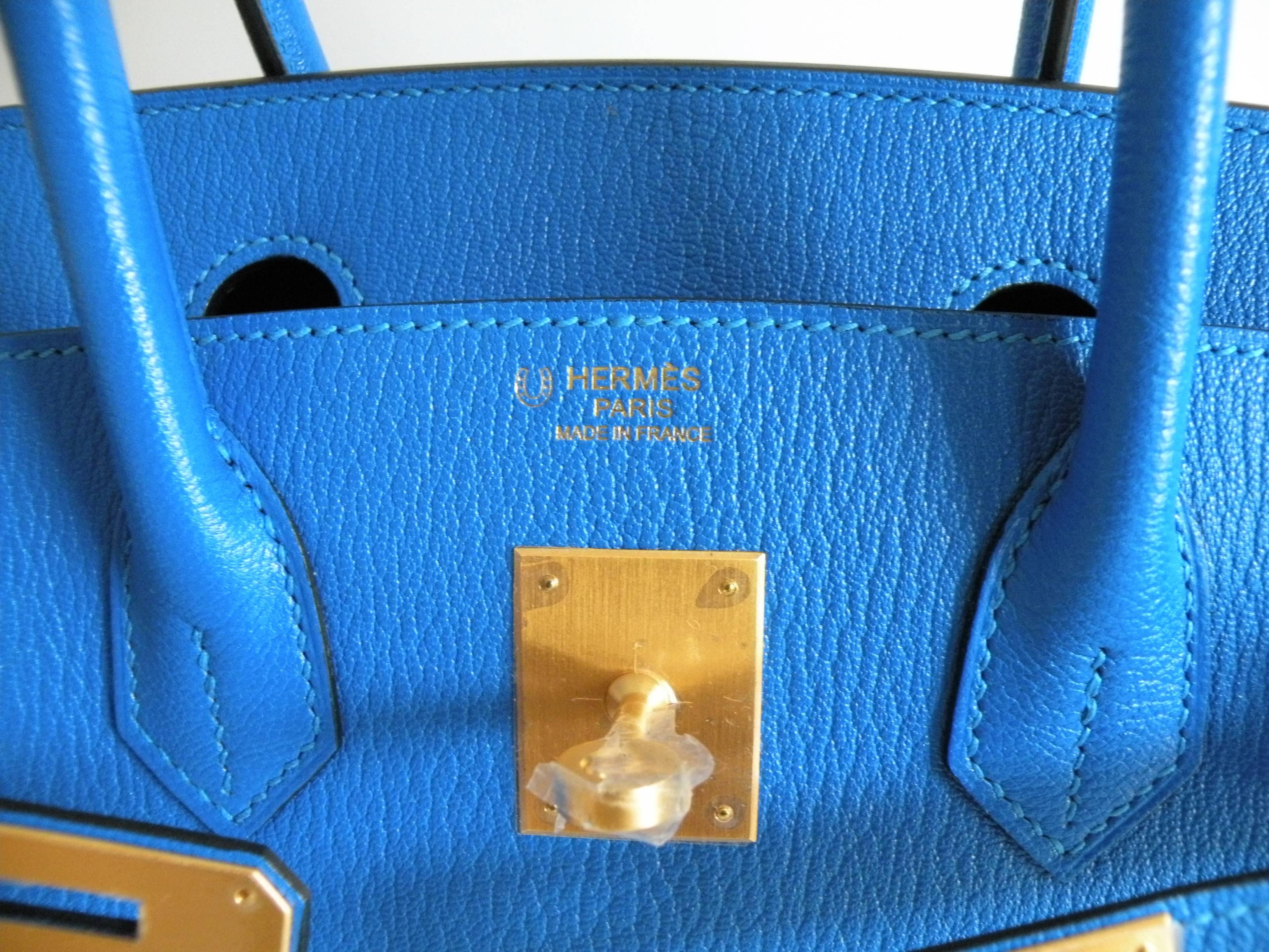 Hermes HSS Special Order Birkin 30cm Blue Hydra and Blue Saphire For Sale 5