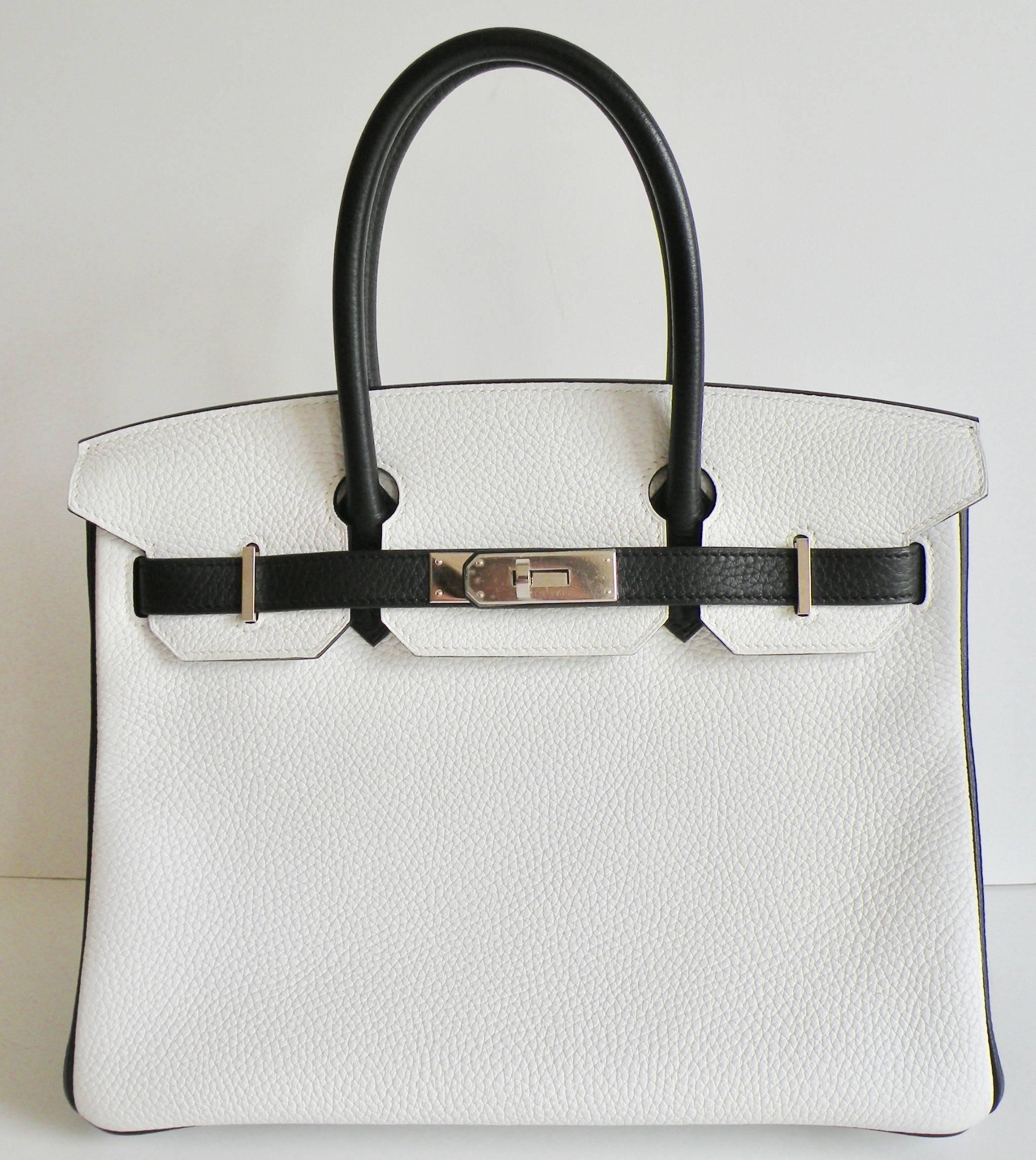 Hermes 30cm Birkin
Special Order Done in Stunning Black and White!
Palladium Hardware
Stamp X
Such a classic bag.
Complete Head Turner! You will not see any of these exact bags, as this was specially ordered, took almost 1 year to come in.
Make a