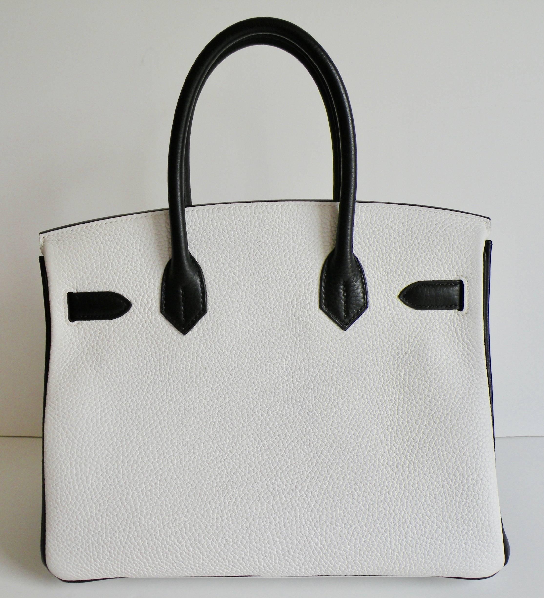 Hermes Birkin Bag 30cm Black White HSS Special Order 1