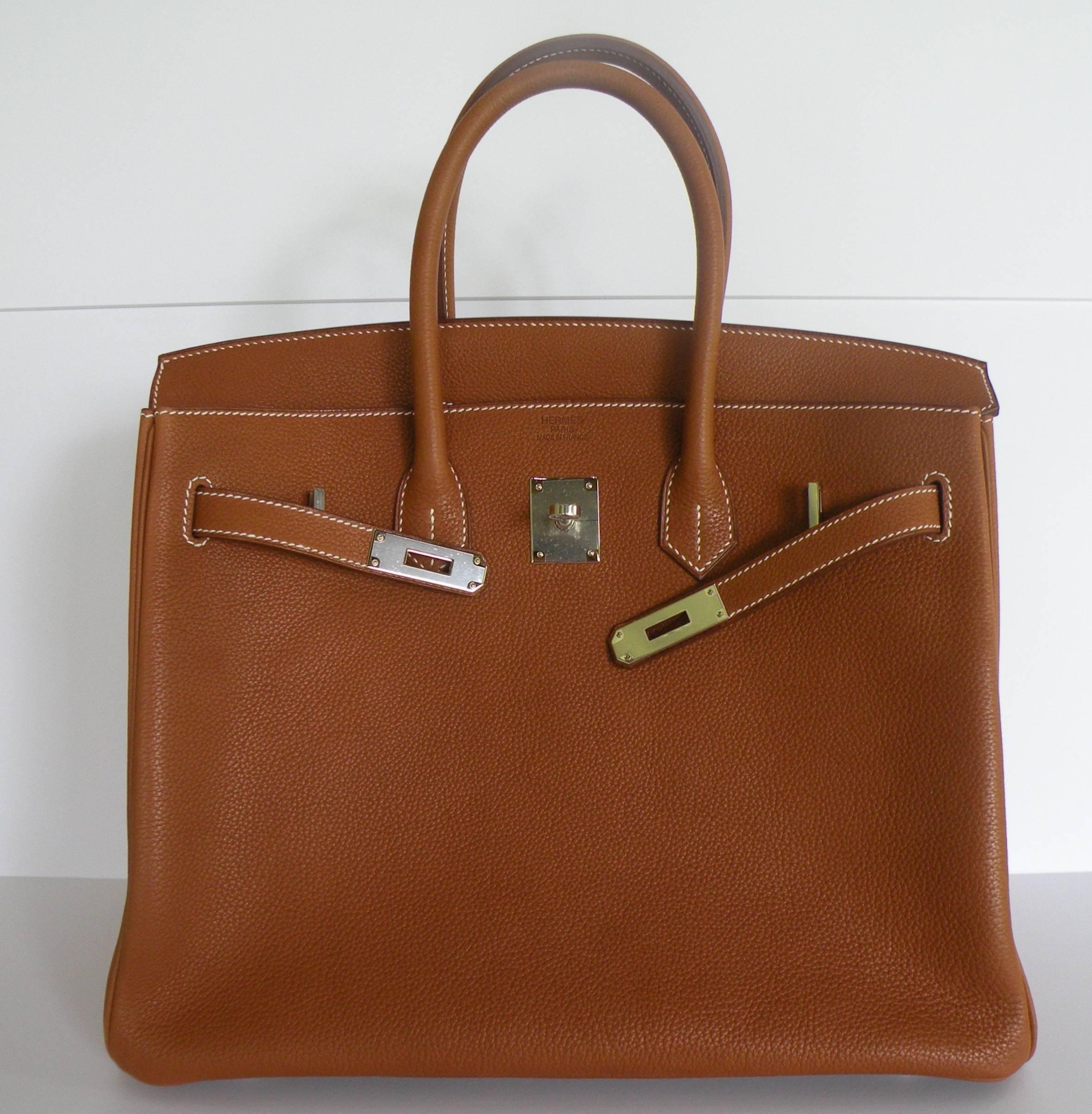 HERMES BIRKIN 35 Bag Barenia Faubourg Palladium Hardware RARE In New Condition For Sale In West Chester, PA