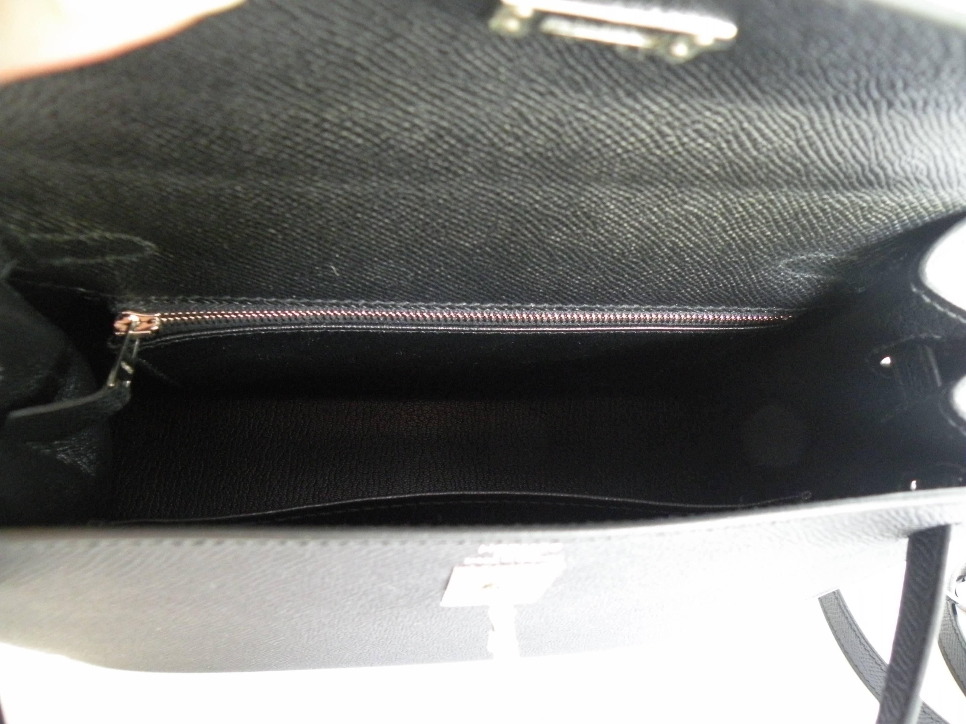 Hermes 25cm Black Kelly Epsom Sellier Palladium Bag For Sale 1