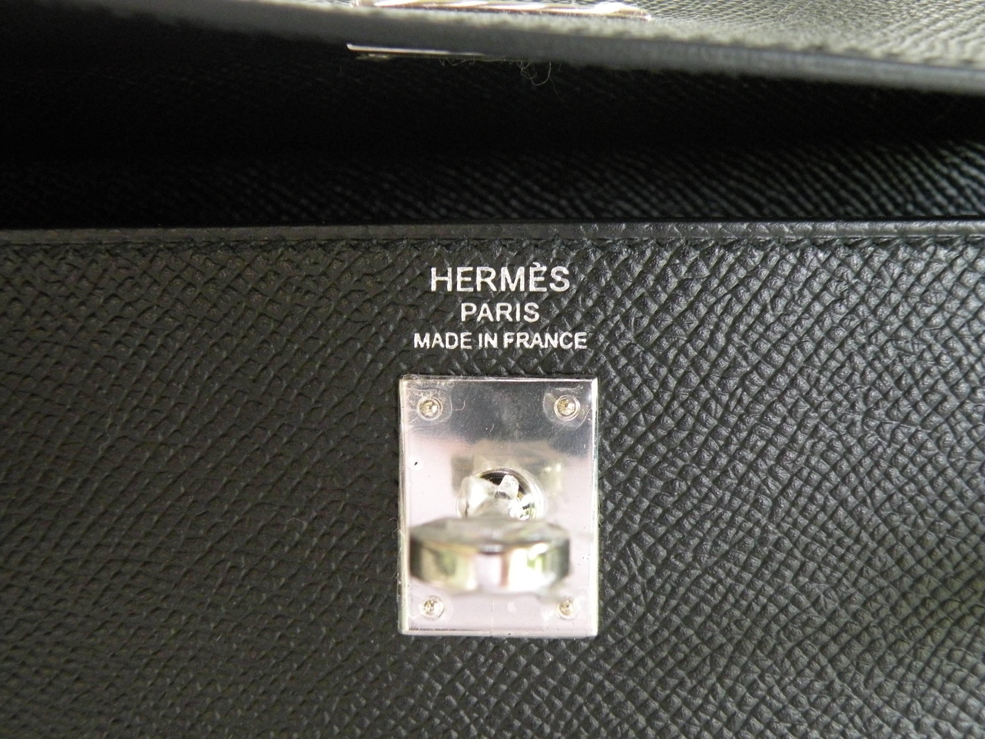Hermes 25cm Black Kelly Epsom Sellier Palladium Bag For Sale 3